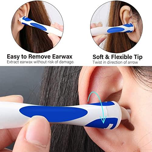 Axceli VR Ear Wax Removal Ear Cleaner Earwax Remover Spiral Soft Silicone Safe Upgraded Smart Earwax Removal Tool Swab Kit with 16 Replacement Tips for Adults and Kids