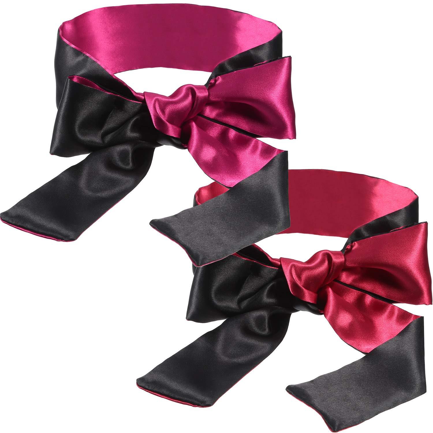 FORMANDO FORMANDO 2 Pack Sleeping Mask Satin Eye Mask Blindfold, 150 cm (Black Red)