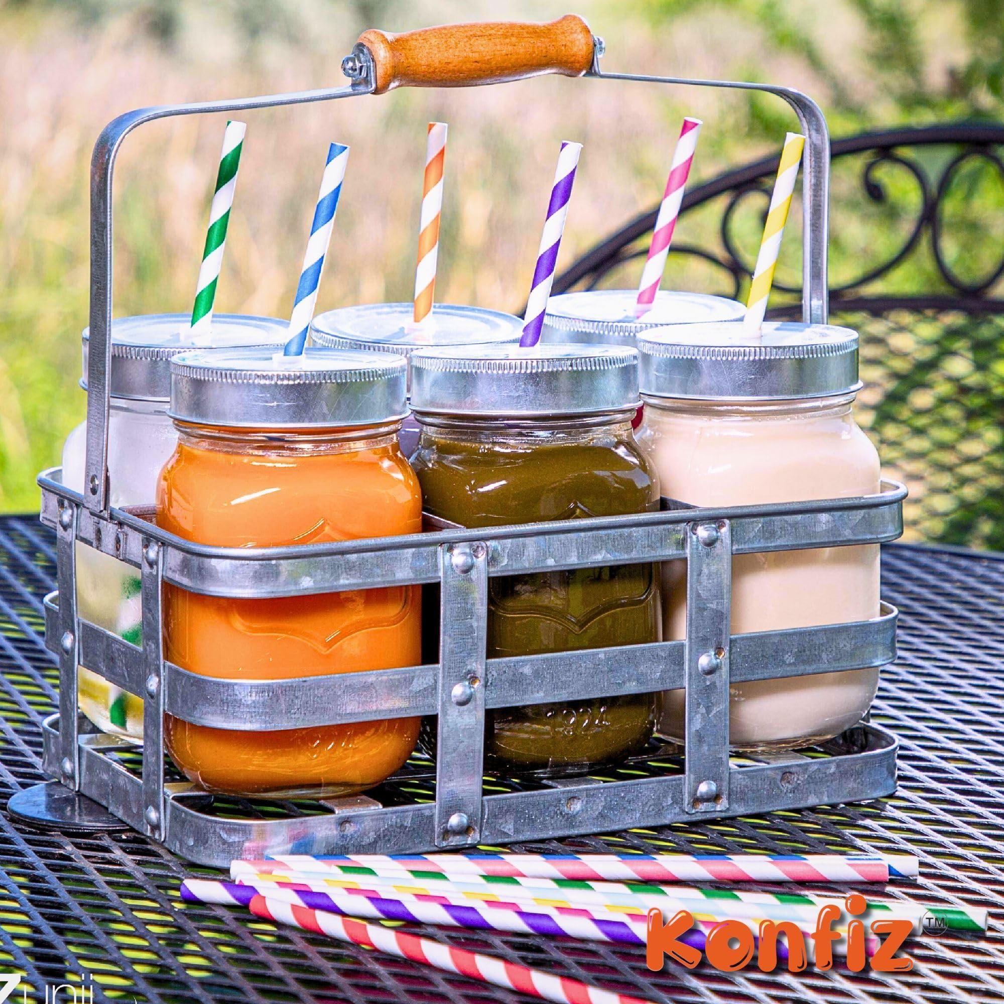 KONFIZ KONFIZ Paper Pipe Straws for Drinking Juice (Pack of 100pcs, 12mm Regular Paper Straws & 7.75in Long) - Eco-Friendly, Biodegradable, Sustainable & Disposable Straws for Your Daily Drinking Needs