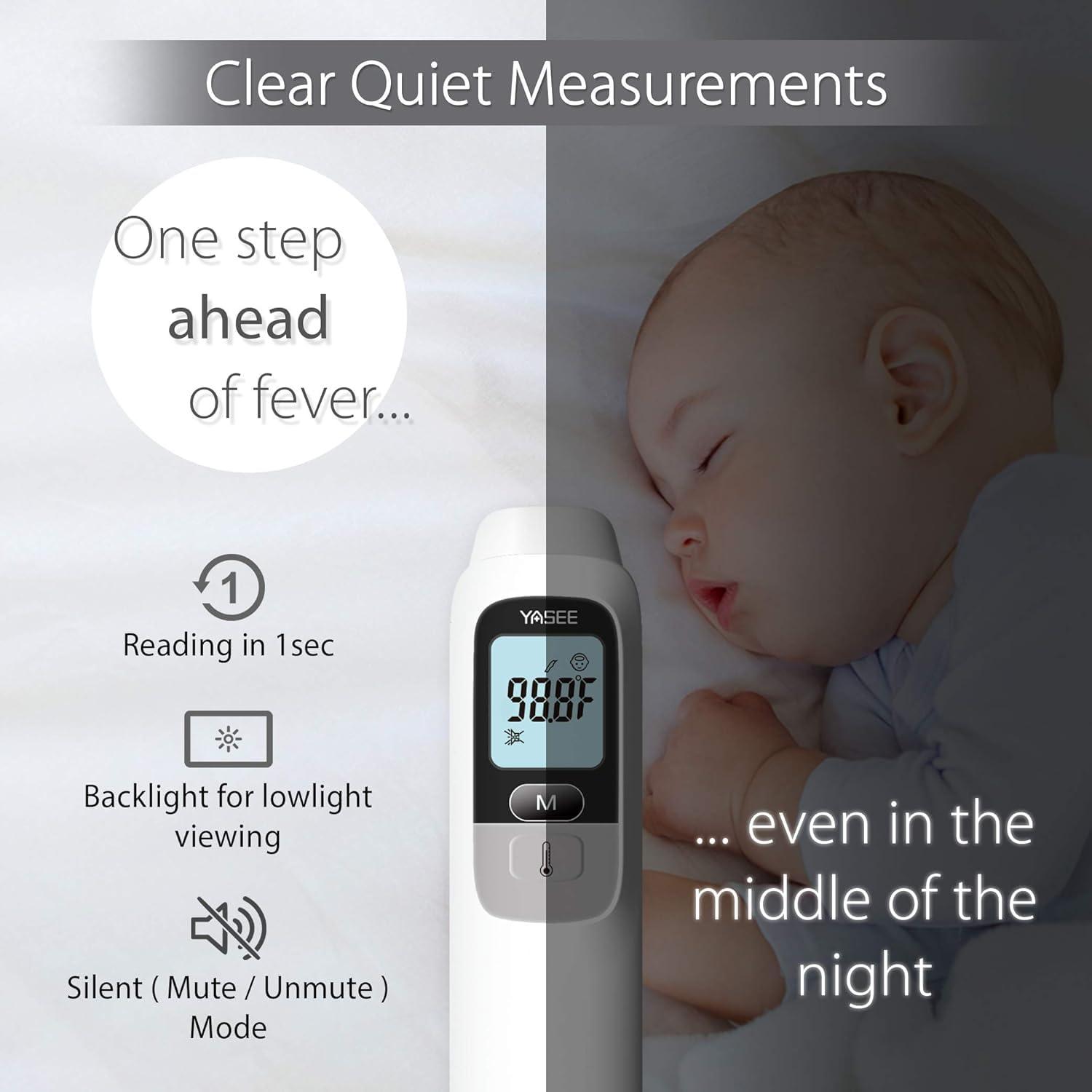 MCP YASEE Forehead Non-Contact Infrared Thermometer for Kids, Adults, and Baby Support with Digital Instant Read, Fever, Alarm, Memory Function, and Large LED Display (JA-11A)