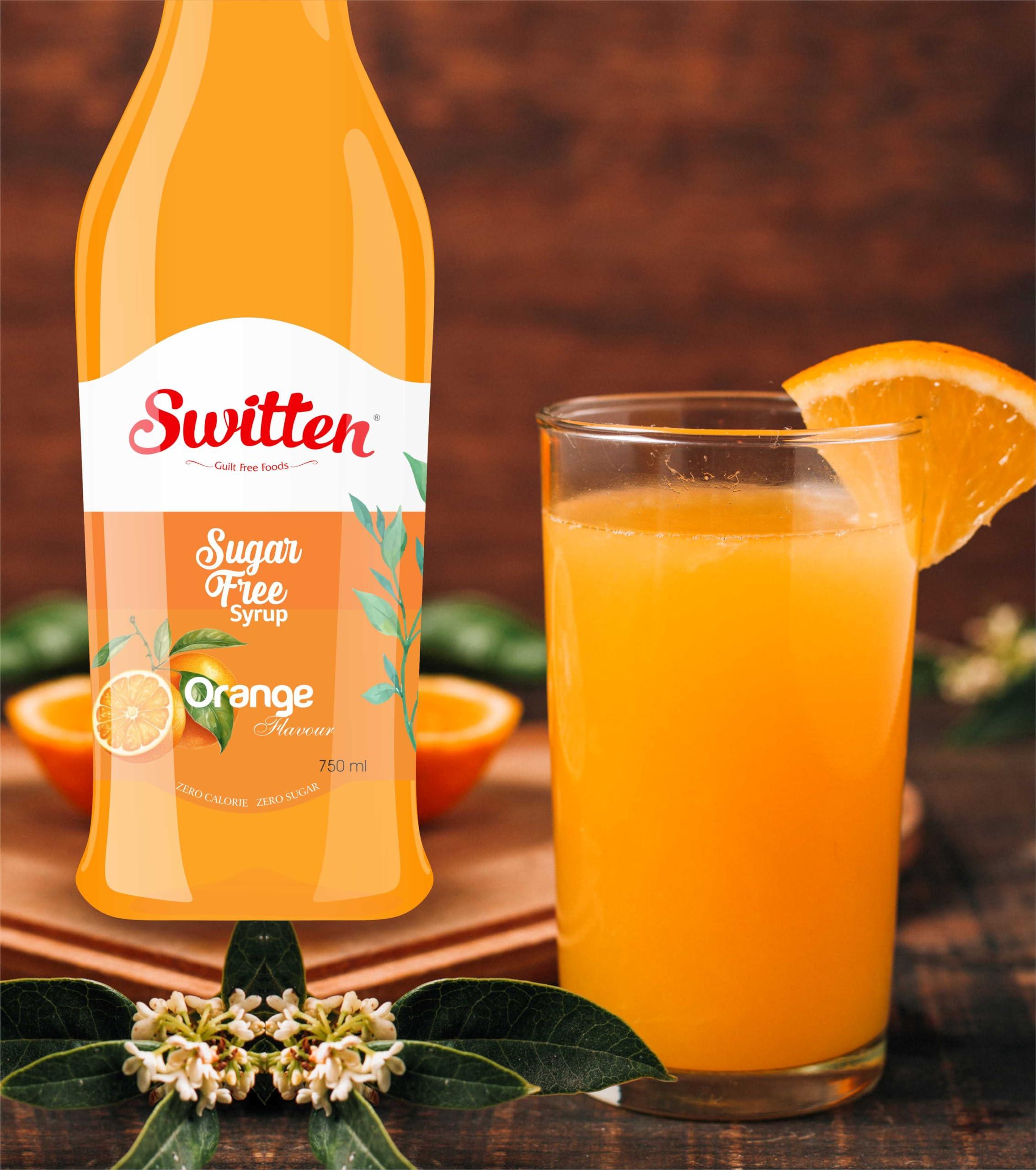 Switten Switten Sugar Free Lemon Syrup and Orange Syrup - Pack of 2(Each 750ml) I Keto Friendly I Zero Carb I Zero Calorie I Diabetic Friendly