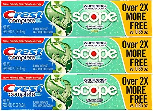 Crest Crest Complete Multi-Benefit Whitening + Scope Minty Fresh Flavor Toothpaste 2.7 Oz, Pack of 3