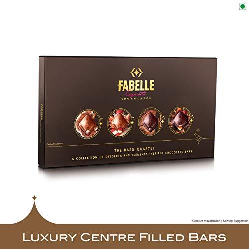 Fabelle Fabelle – The Bars Quartet, Centre-Filled Luxury Chocolate Bars Inspired by Classic Desserts and The Elements of Nature - Assorted Luxury Chocolates Gift Box, 524g