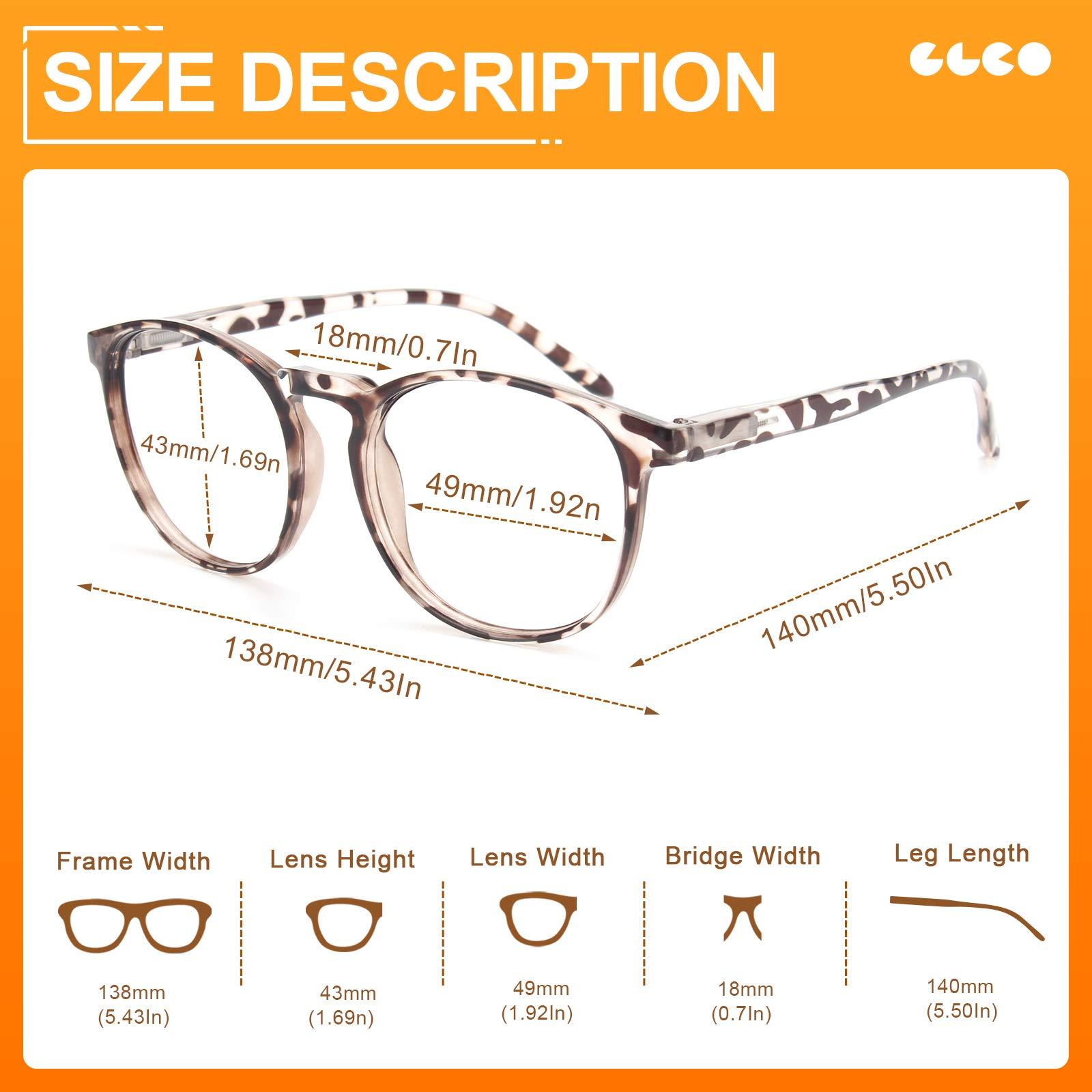 IBOANN IBOANN 4 Pack Blue Light Blocking Glasses Women Men, Fashion Computer Gaming Eyeglasses, Anti UV Bluelight Round Frames (Light Black + Leopard + Transparent + Pink)