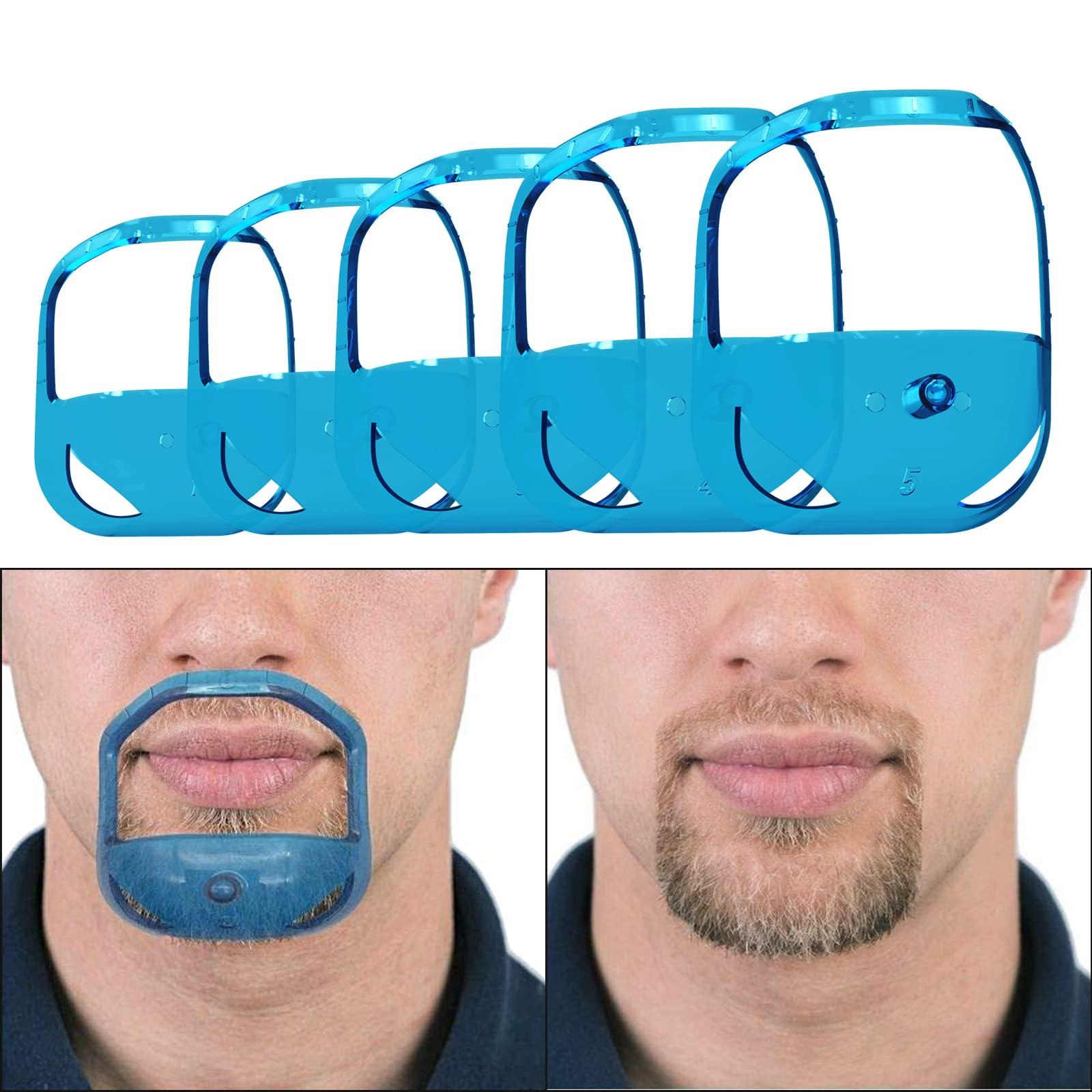 Linkidea Linkidea Beard Shaping & Styling Tool with Comb, Beard Guide Shaper Goatee Trimmer Template for Men, Clear Mustache Sideburns Outliner Stencil Lineup for Jaw Cheek Neck Line Symmetric Curve, Blue