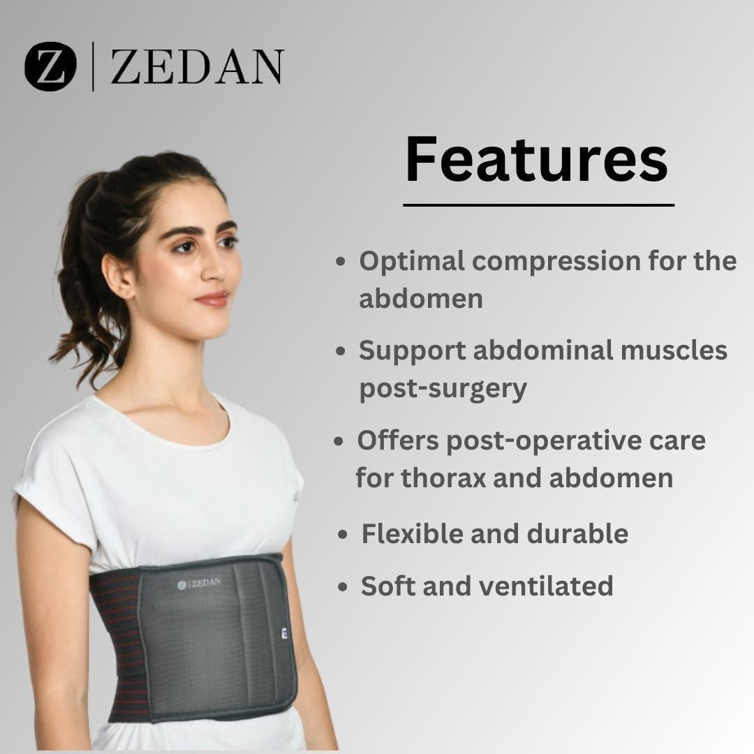 ZEDAN ZEDAN Abdominal Belt For Tummy Reduction After Delivery | Ideal for Slimming Waist, Lower Back Pain Relief | Breathable Belt for Men & Women | Grey (XXL)