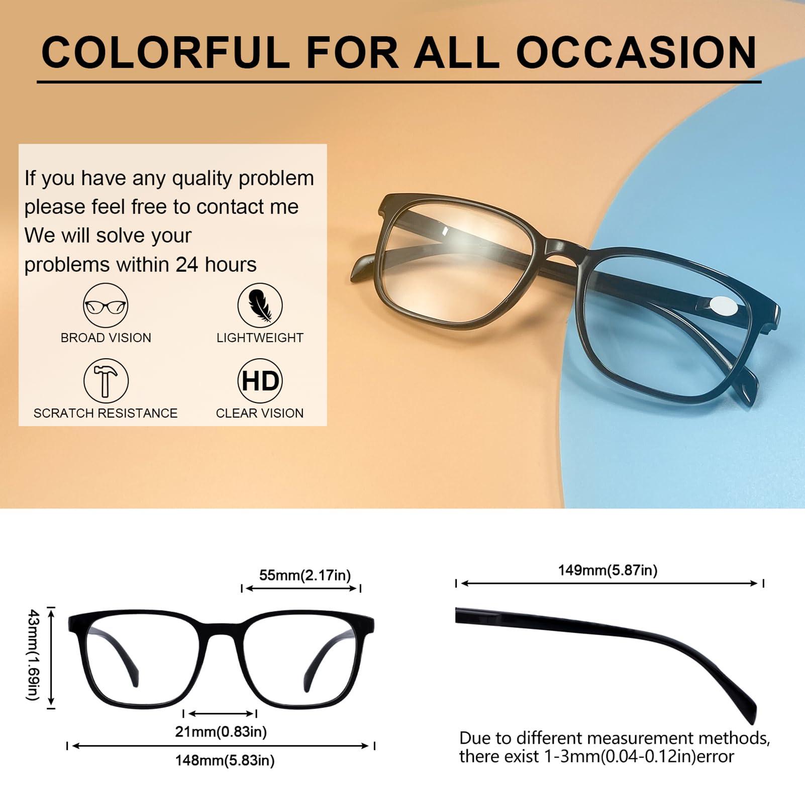 OCCI CHIARI OCCI CHIARI XL Reading Glasses Men Large head Comfortable Readers 1.0 1.25 1.5 1.75 2.0 2.25 2.5 2.75 3.0 3.5 4.0 5.0 6.0(2.75x Black)