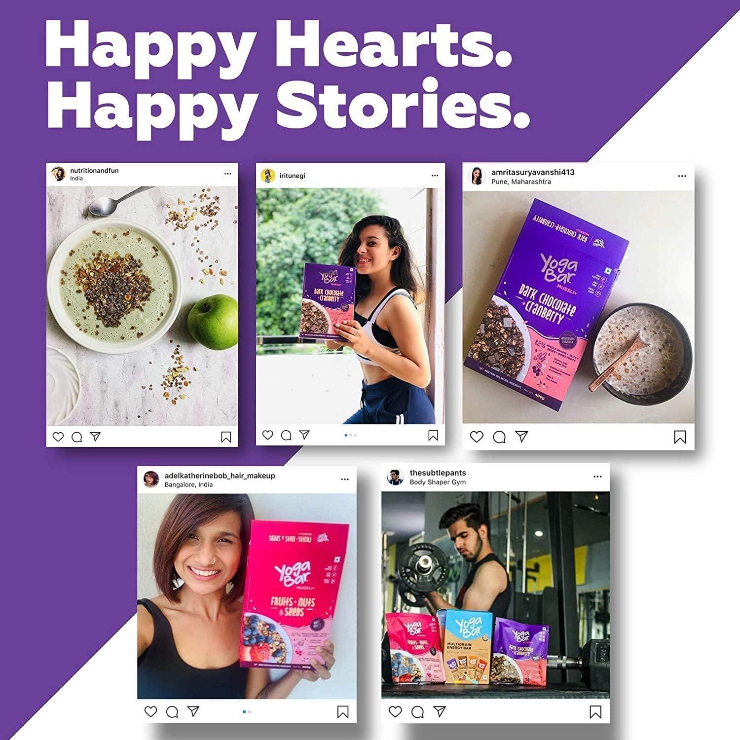 Yogabar Yogabar Wholegrain Breakfast Muesli - Dark Chocolate + Cranberry, 700g (Pack of 3) (Super Saver Pack) | Healthy Breakfast Cereals | Granola| Antioxidant Rich | Healthy Food for Breakfast |Protein Rich