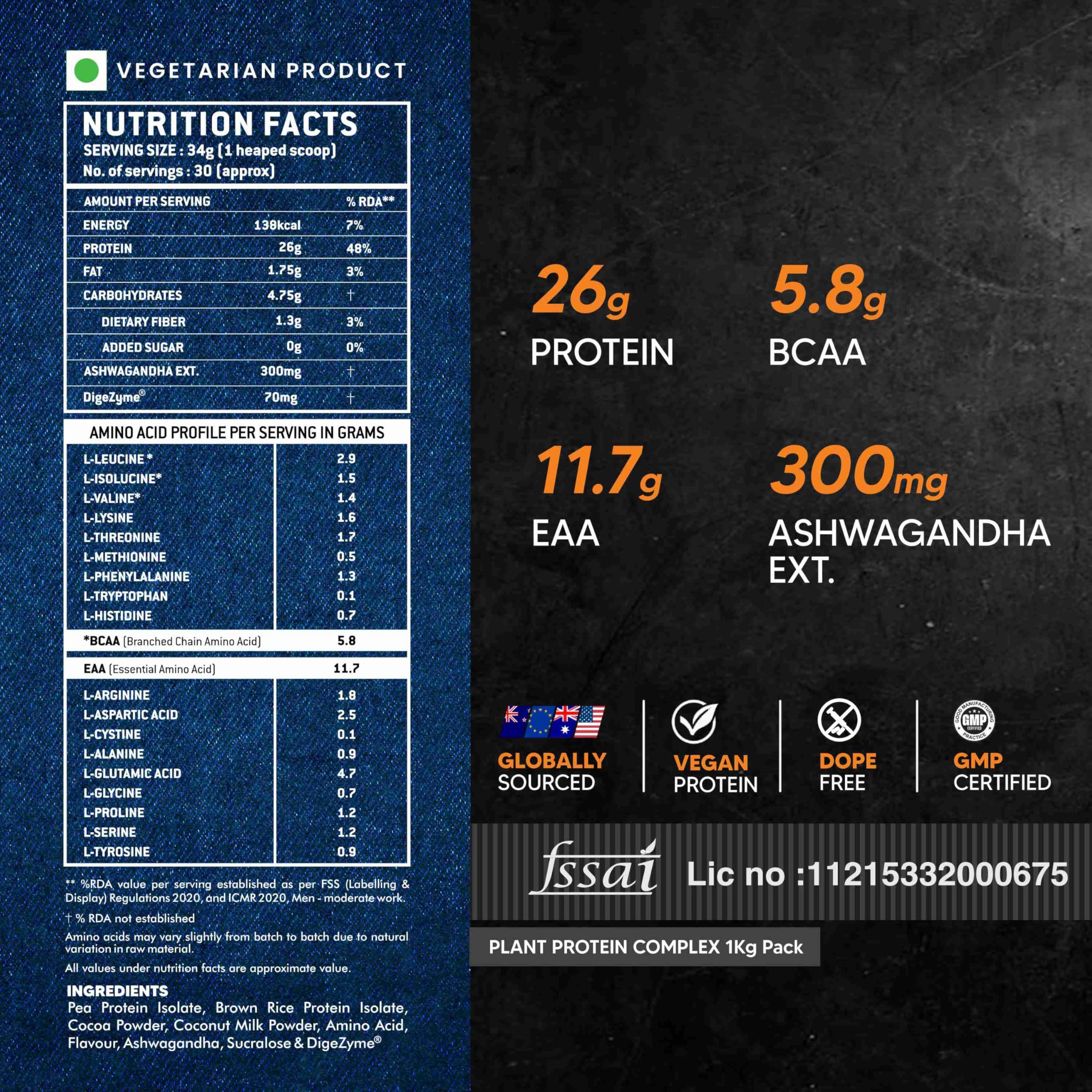 Asitis Nutrition AS-IT-IS Nutrition ATOM Plant Protein Complex I Clinically Tested Whey Protein Equivalent I 26g Protein I Ashwagandha-Infused Vegan Protein - 1kg, Caf Latte