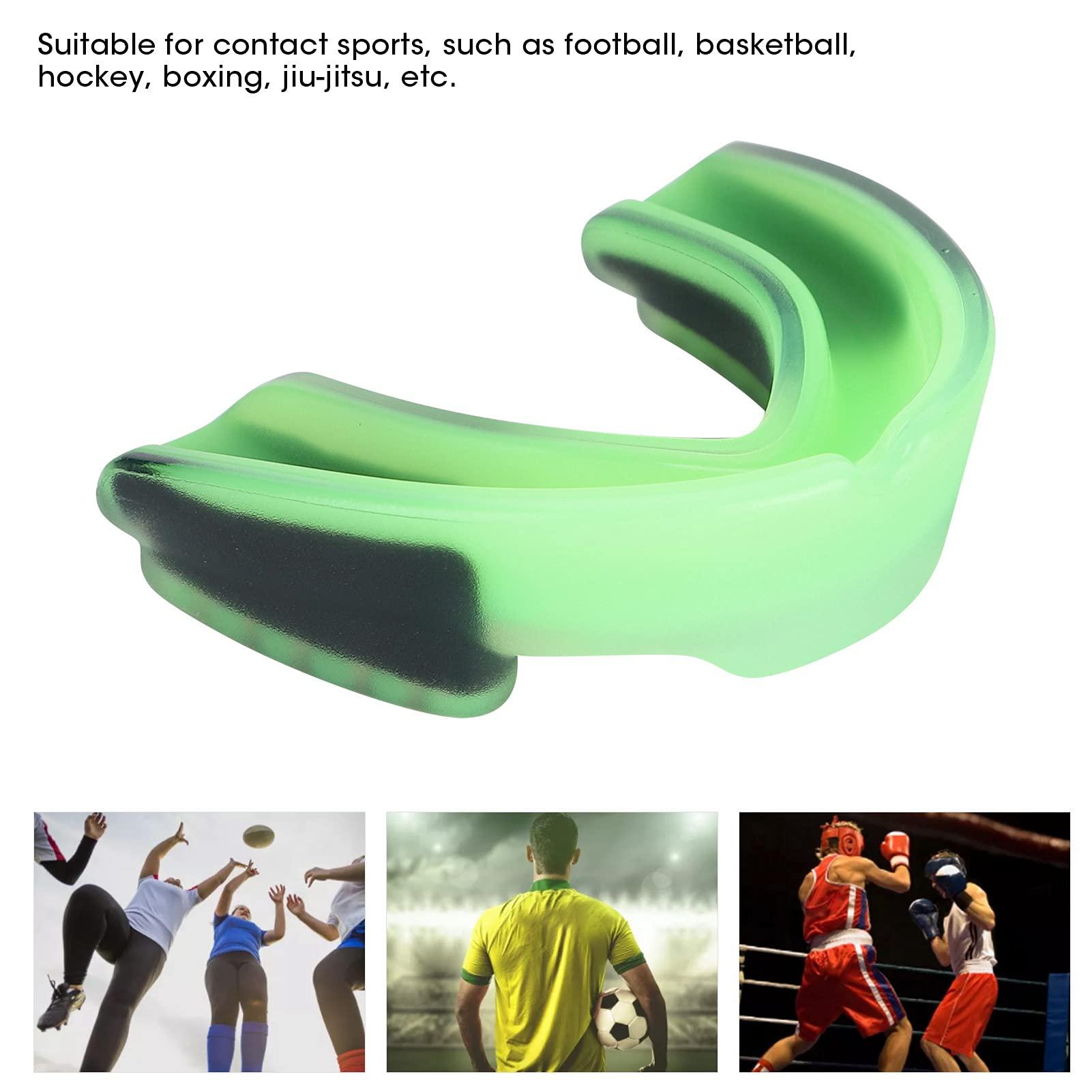 CUYT Flavored Mouth Guard, Protect Cheeks Mouth Guard for Lacrosse for Boxing for Basketball for Hockey(Green black)
