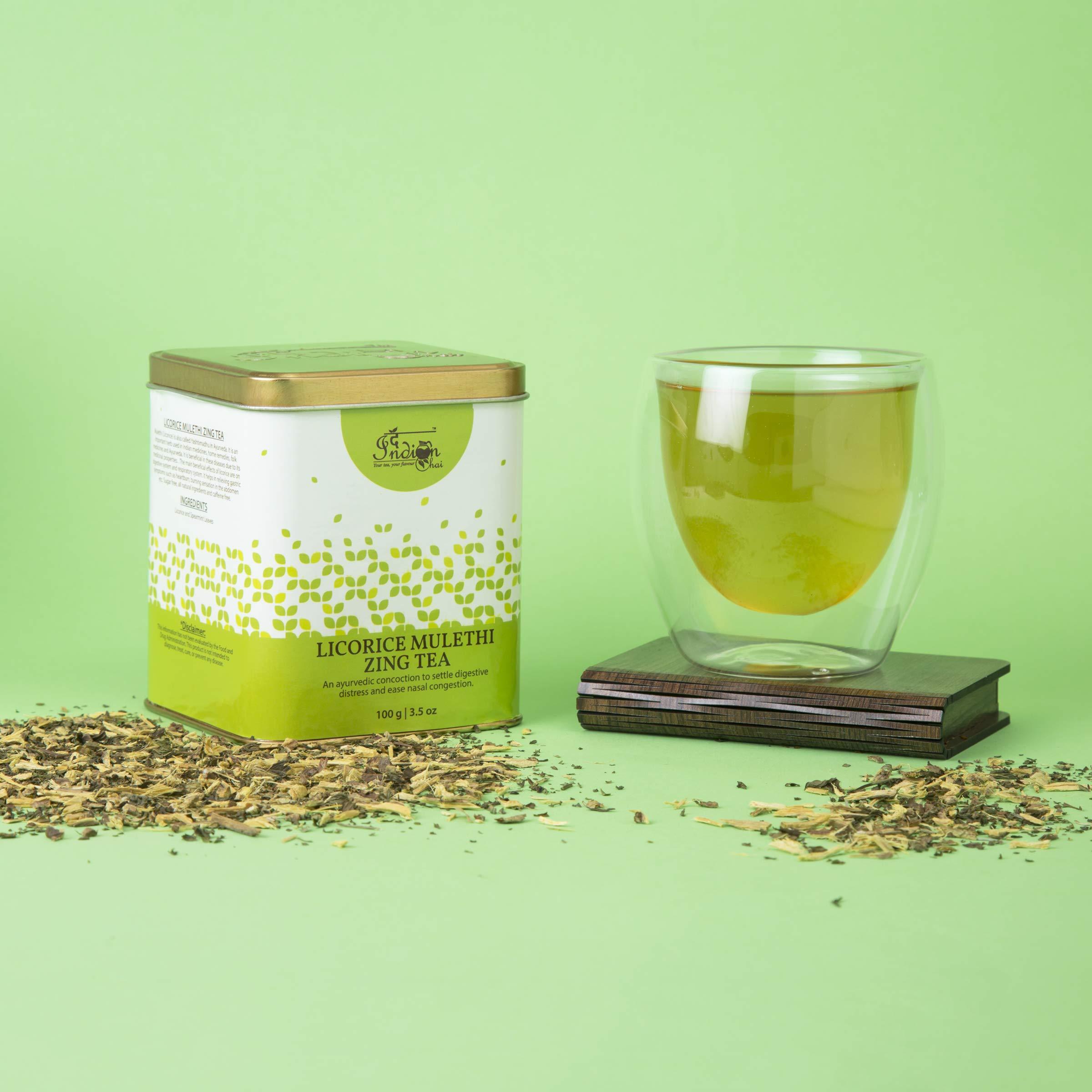 The Indian Chai The Indian Chai - Licorice Mulethi Zing Tea 200g with Spearmint for Immunity, Sore Throat and Stress