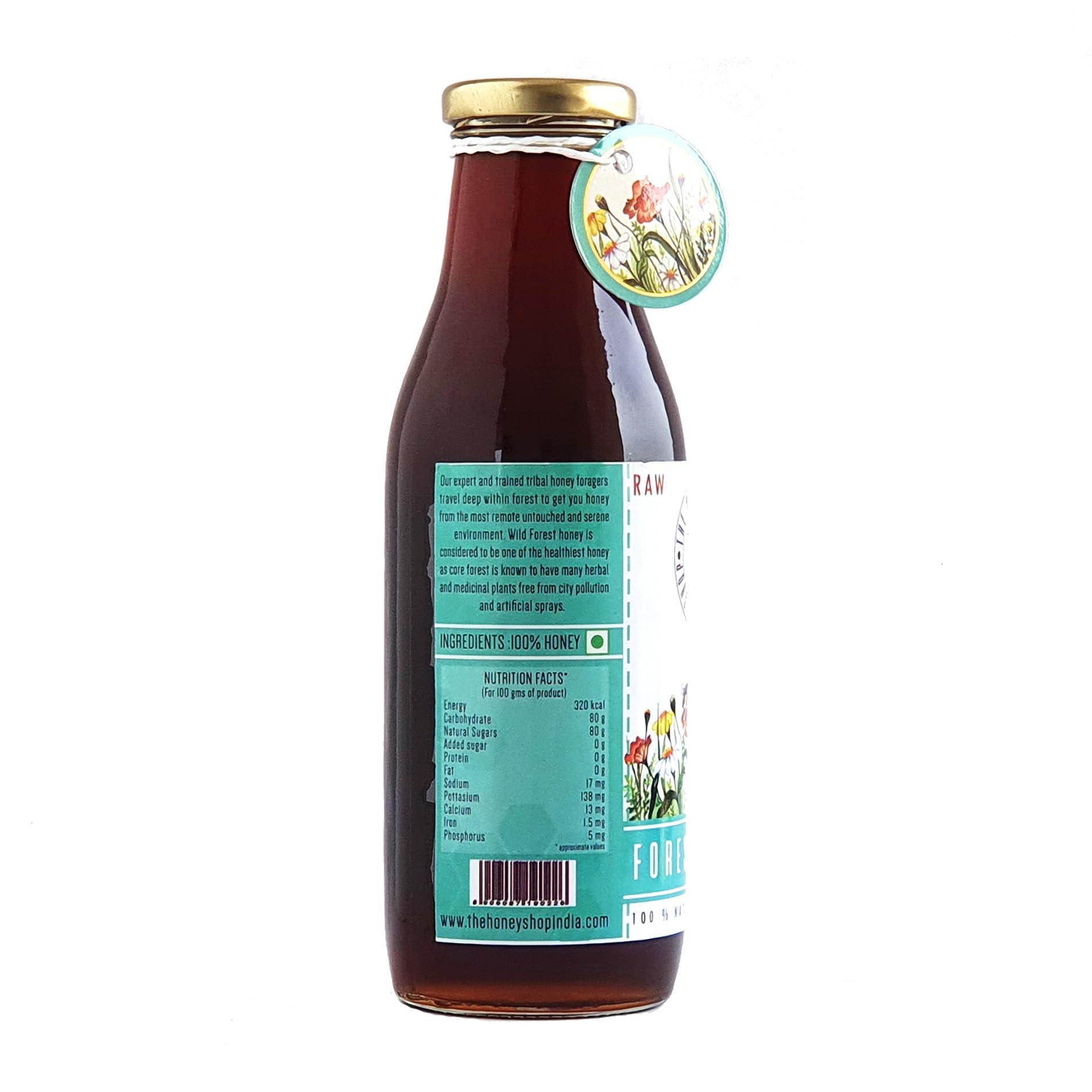 The Honey Shop THE HONEY SHOP Raw Organic Forest Honey, Wild, Unprocessed, Unheated, Non Pasteurized, Original Honey 100% pure and Natural, Collected From Deep Forest Apis Dorsata (700g) - Pack of 1