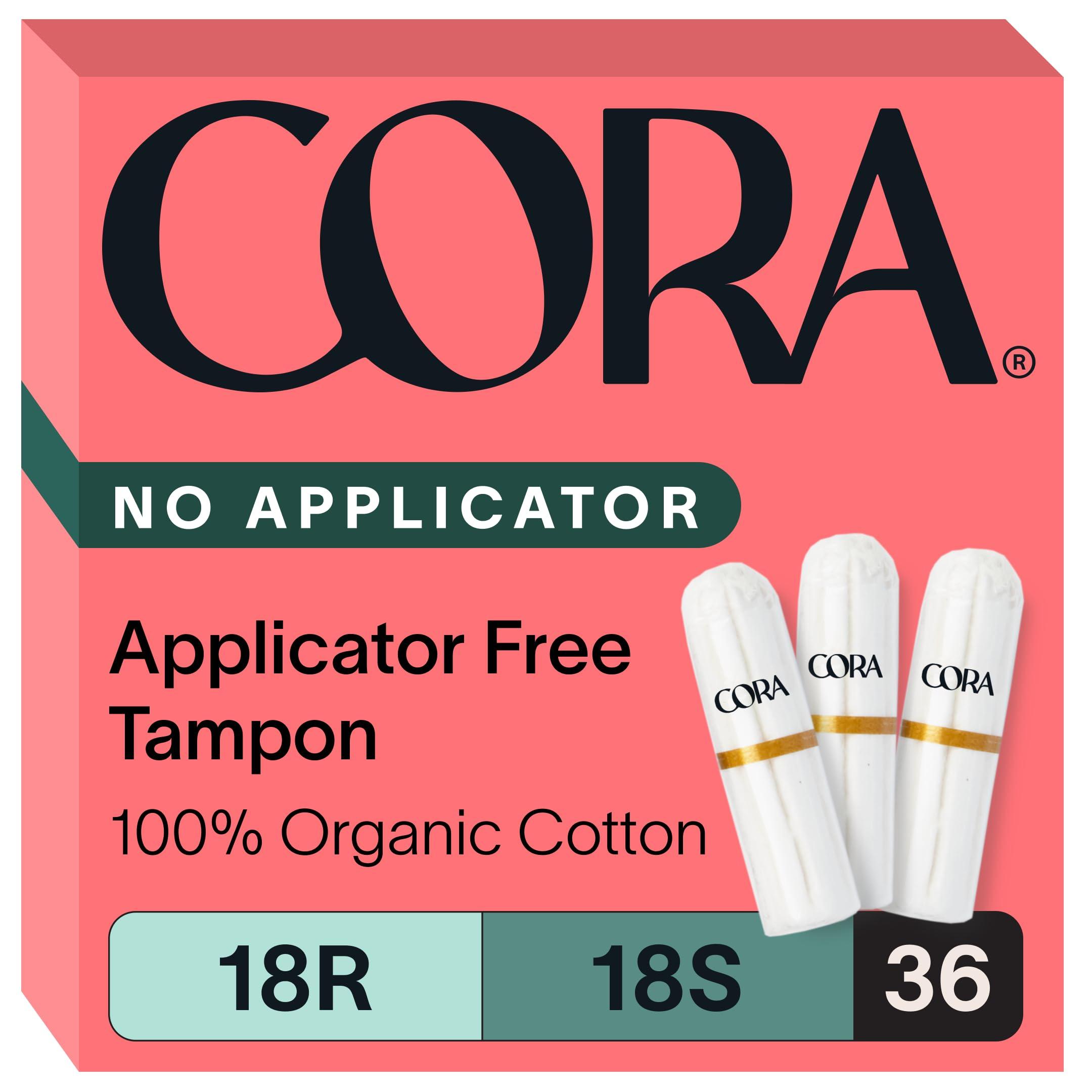 Cora Cora Variety-Pack Organic Cotton NON-APPLICATOR Tampons (36 Count; 18 Regular & 18 Super APPLICATOR-FREE)