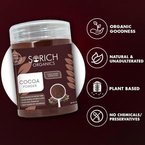 Sorich Organics Sorich Organics Dark Cocoa Drink Powder 225gm | Dark Cocoa Powder for Cake, Chocolates, Cookies, Brownies, Hot/Cold Milk Shakes, Desserts, Bars, Smoothies | Vegan | Gluten Free (Unsweetened)