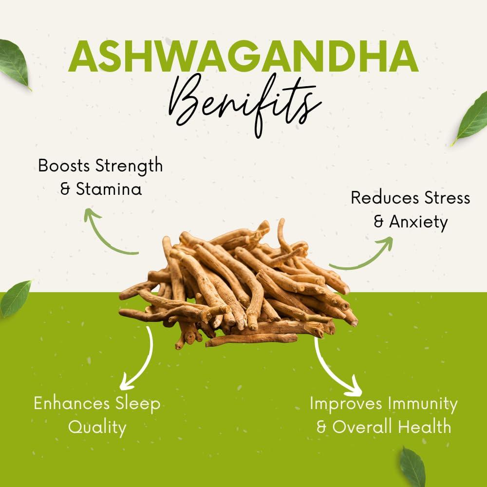 VINAMRIT Vinamrit Ashwagandha (1000 mg) for Stress Relief & Sound Sleep | Pure Root Withania Somnifera Extract | Improves Strength, Stamina and Muscle Recovery | 60 Tablets