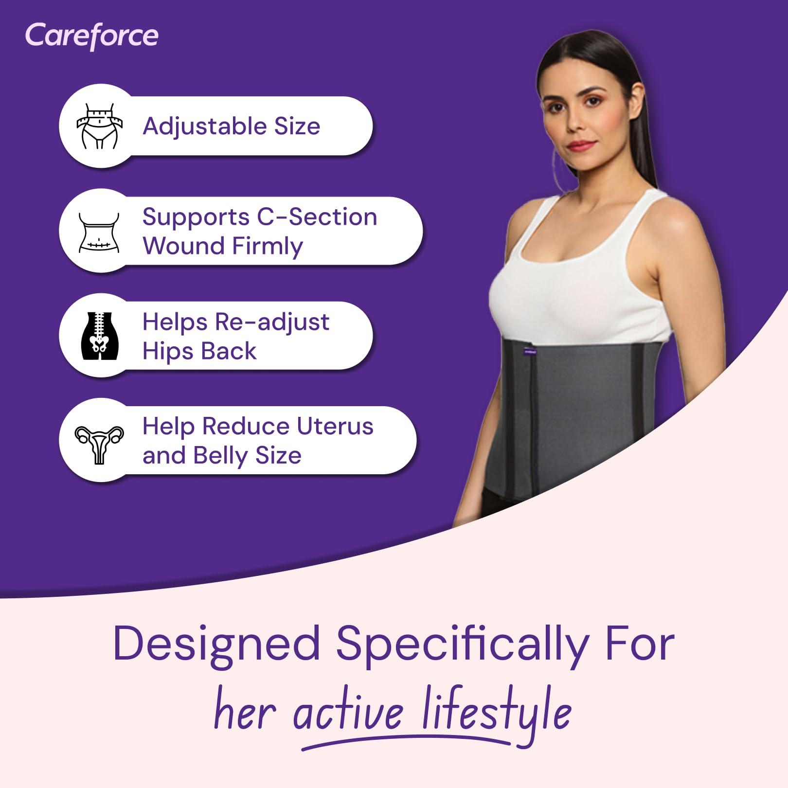 Careforce - The Force Behind Your Health Careforce Abdominal Belt After Delivery Belt for Women Tummy Maternity Belt Postpartum Belt After Delivery C Section Post Pregnancy Belt for Tummy Reduction Belly Fat Belt for Women & Men -Grey -S