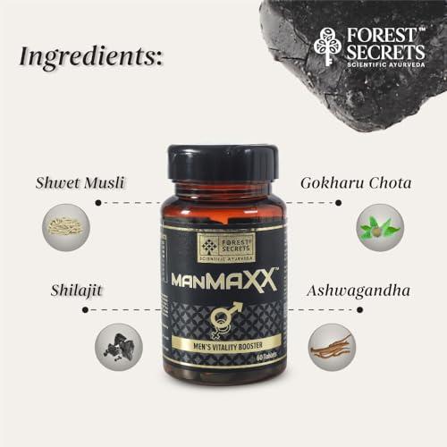 FOREST SECRETS Forest Secrets Manmaxx- Men\'s Vitality Booster, 60 tablets | For Stamina & Energy Booster For Men| Enriched Shilajit & Ashwagandha (Pack of 1)