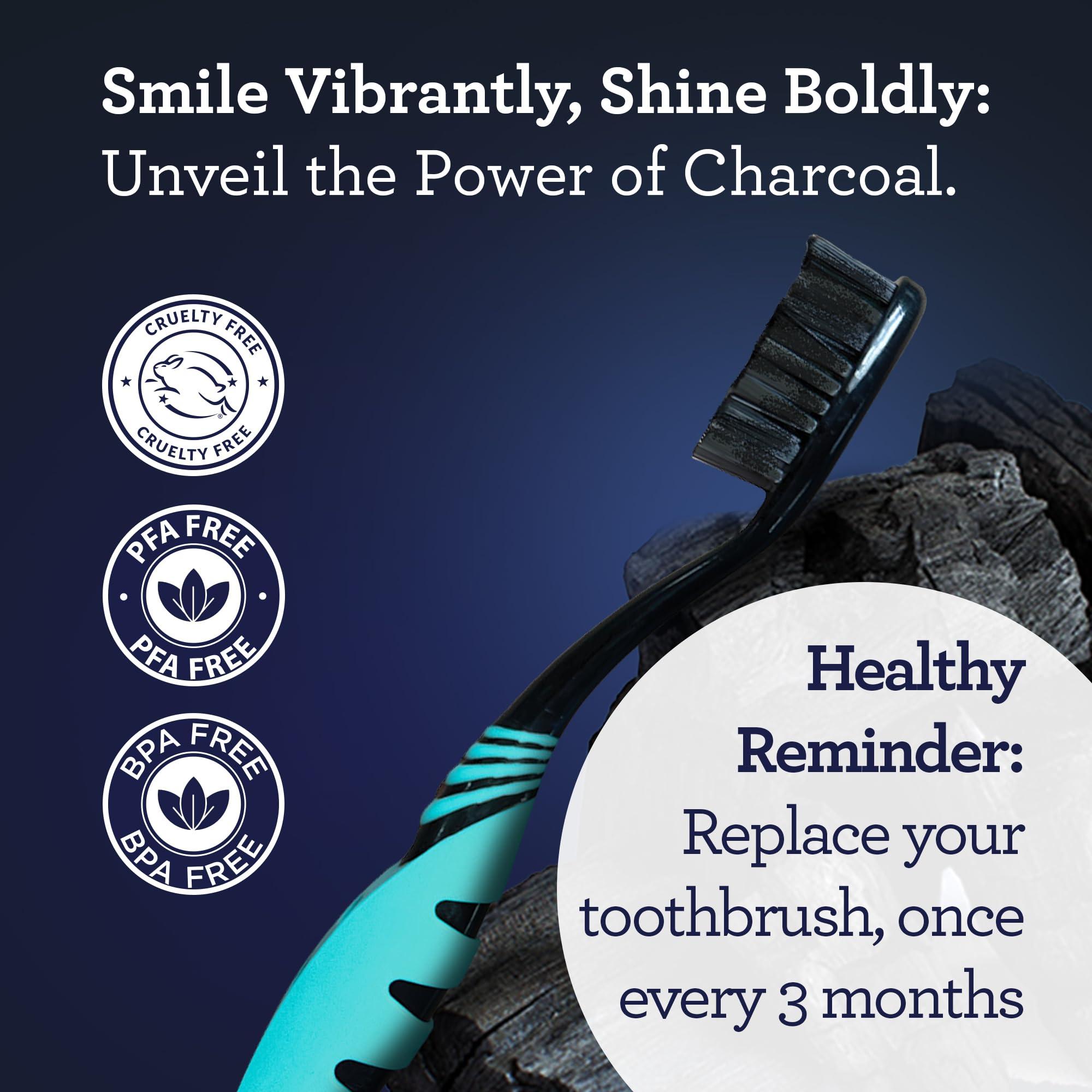 GuruNanda GuruNanda Charcoal Infused Toothbrush Soft Charcoal Bristles - Helps Clean Plaque, Whitens Teeth, and Aids in Fresh Breath BPA-Free Brush for Adults & Kids (6 Count)