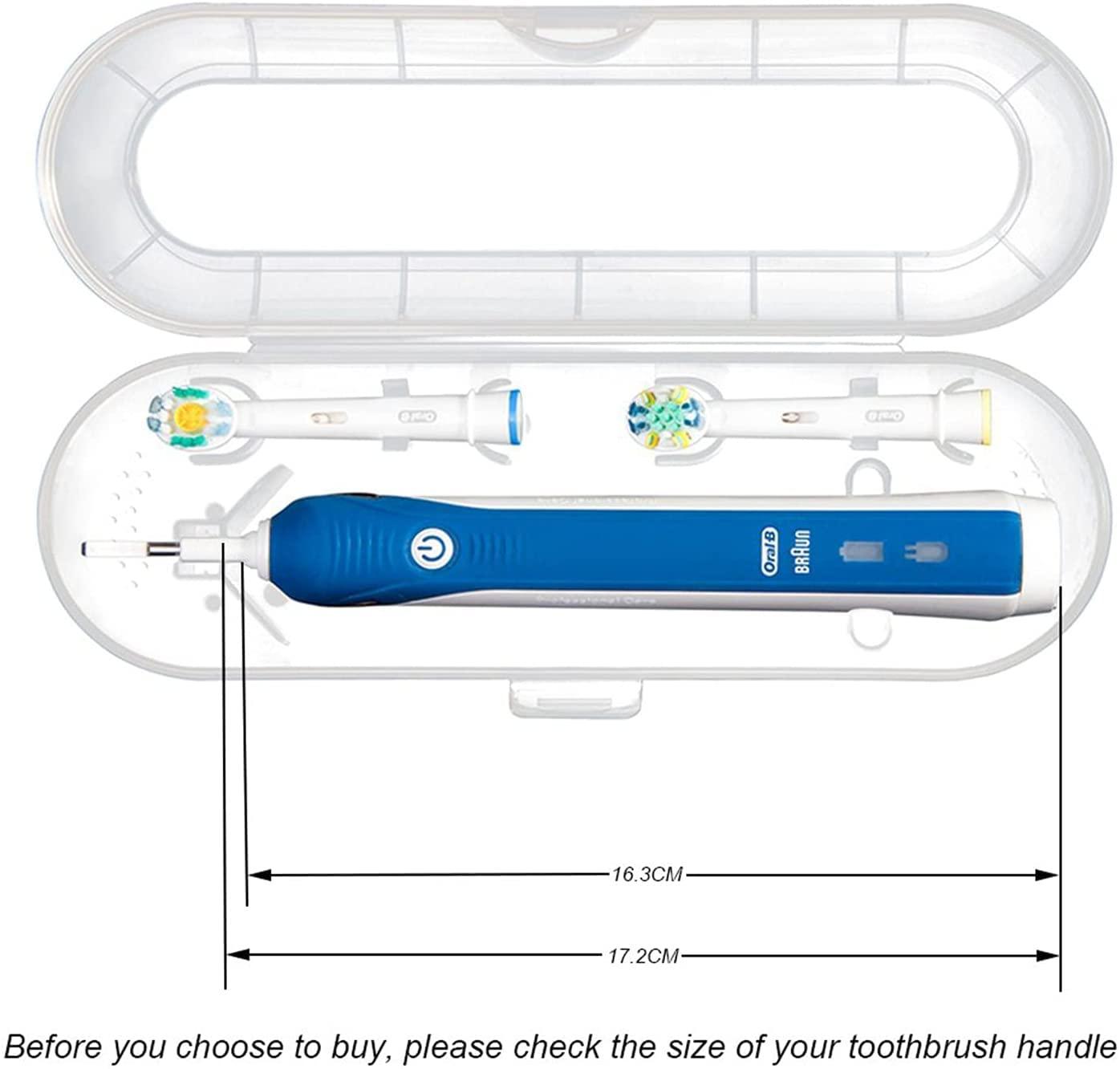 Merin For Oral B Travel Toothbrush Case, Portable Toothbrush Holder Cover, Safe, Non Toxic, Sturdy and Durable, Dustproof and Antibacterial, Fits Pro 1000, Pro 2000, Pro 3000, 2 Pieces, Transparent, White,