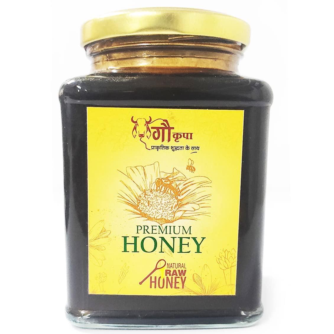 GauKrupa GauKrupa Forest Honey Shahad | Natural and Original Honey | 100% Pure Raw and Unprocessed Honey Sahad Good for Skin & Health, No Added Artificial Flavor & Sugars or Colours | Bottle (500 Gram)