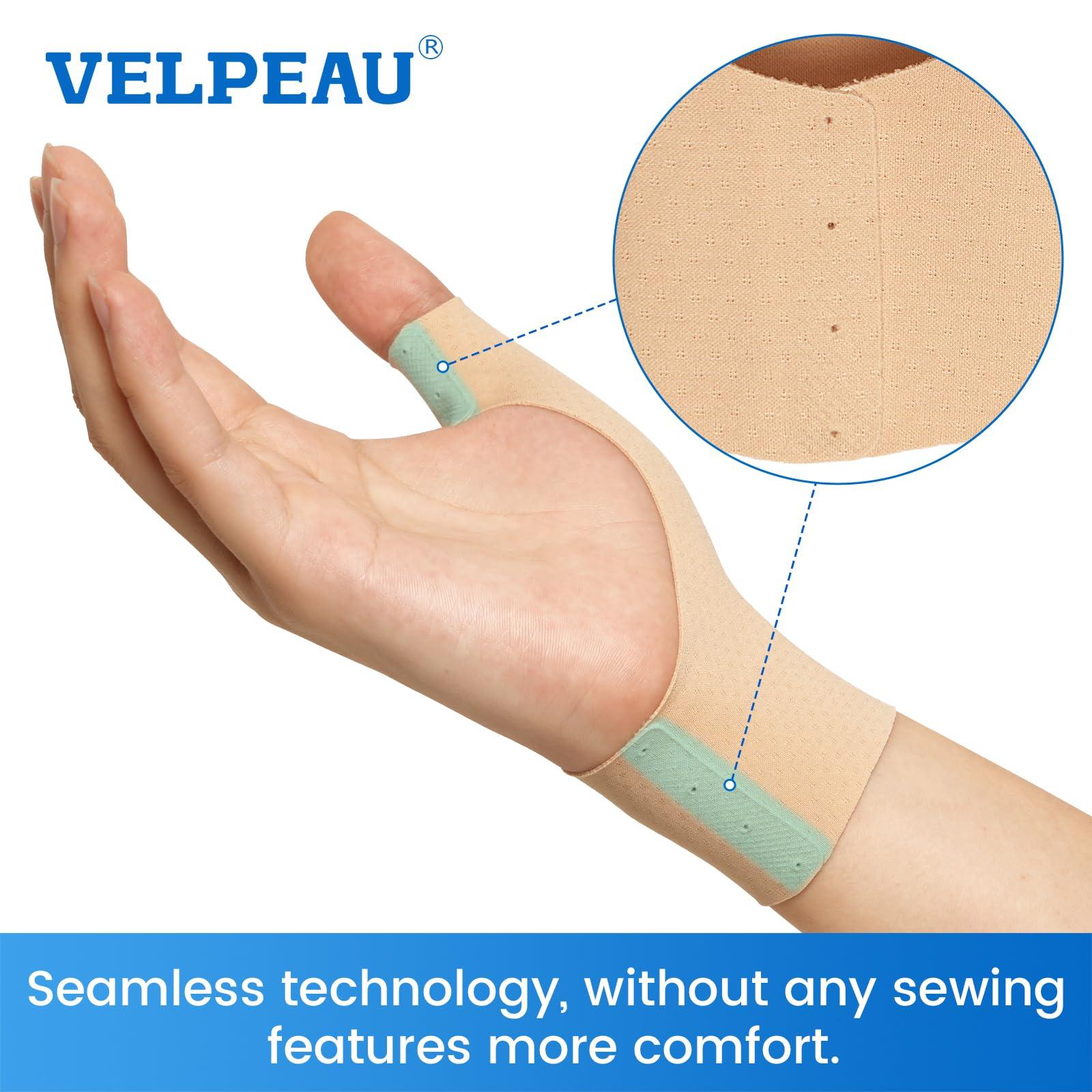 Velpeau VELPEAU Elastic Thumb Support Brace Liner (Pack of 2) - Waterproof Soft Thumb Compression Sleeve Protector for Relieving Pain, Arthritis, Joint Pain, Tendonitis, Sprains, Sports (Medium)