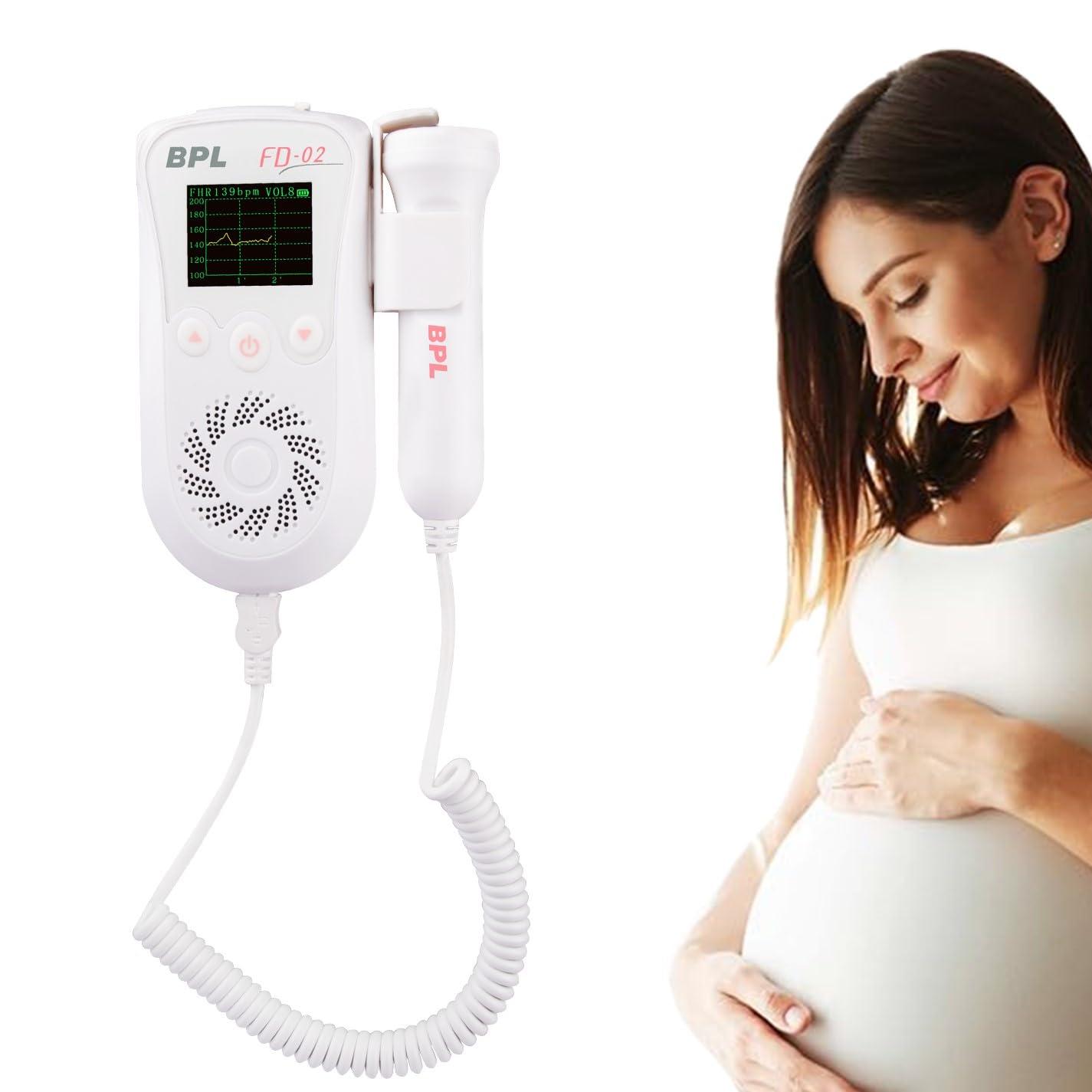 BPL Medical Technologies BPL Medical Technologies FD-02 Ultrasonic Fetal Doppler Heart Rate Detection Monitoring Machine with in-Built Speaker for Home and Clinic Use - White