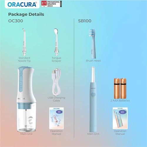 ORACURA ORACURA Daily Care Combo Black OC300 Smart Pro Water Flosser & Grey SB200 Sonic Lite Electric Rechargeable Toothbrush