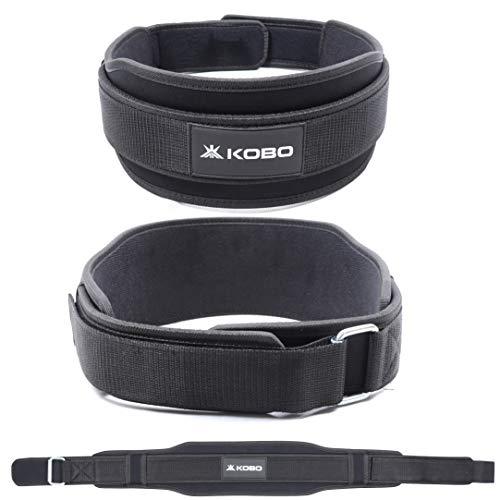 Kobo Kobo WTA-03 Power Cotton Gym Support (Black) & WTB-13 Neoprene Weight Lifting Gym Belt 5.5" Wide for Dead Lift, Squats, Power Lifting and Weightlifting Back Support (Black), Small