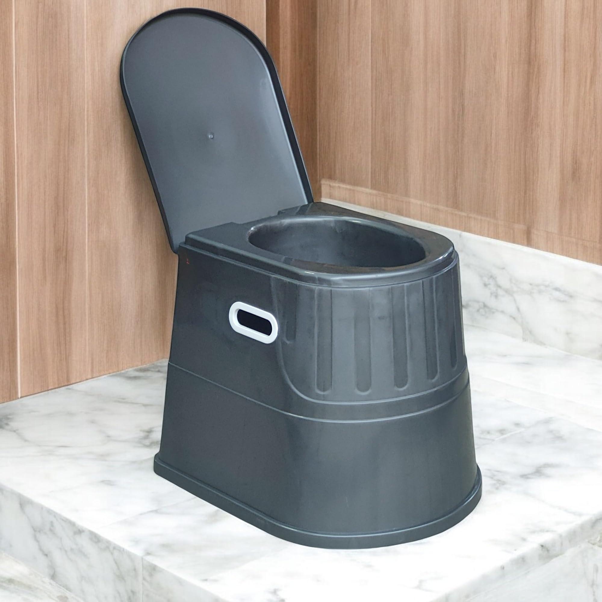 Veayva VEAYVA heavy duty Portable Indian Toilet to Western Convertor EasyGo Round Portable Commode | Toilet stool | Toilet Commode for patients | Indian Commode Stool | Portable Toilet Seat for Adult(GREY)