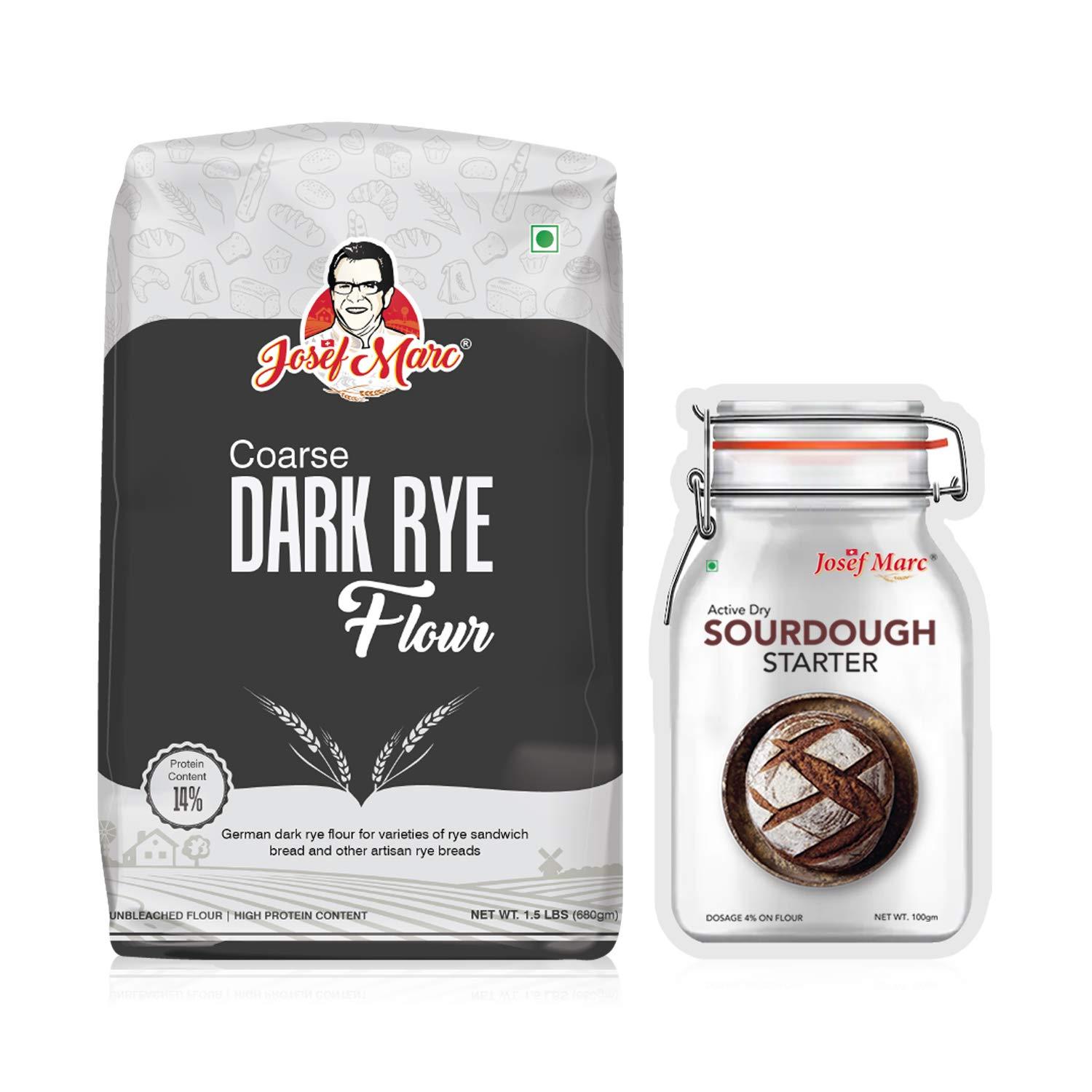 JOSEF MARC JOSEF MARC Coarse Dark Rye Flour, 1.5LBS (680g) with Premium Active Dry Sourdough Starter