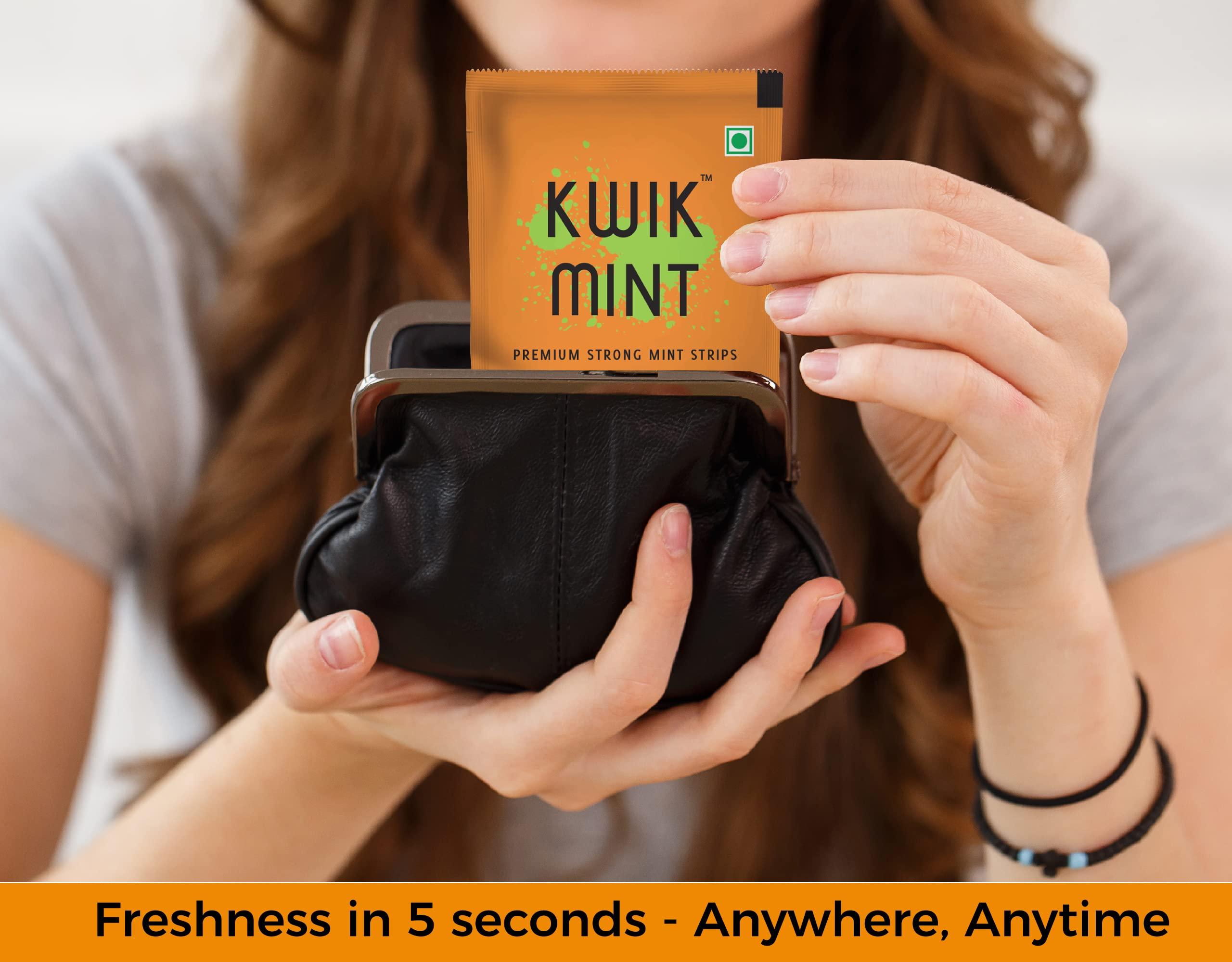 Kwik Mint Kwikmint Premium Strong, Instant mouth freshener dissolving strips for oral care  Pack of 4 (352 Strips)