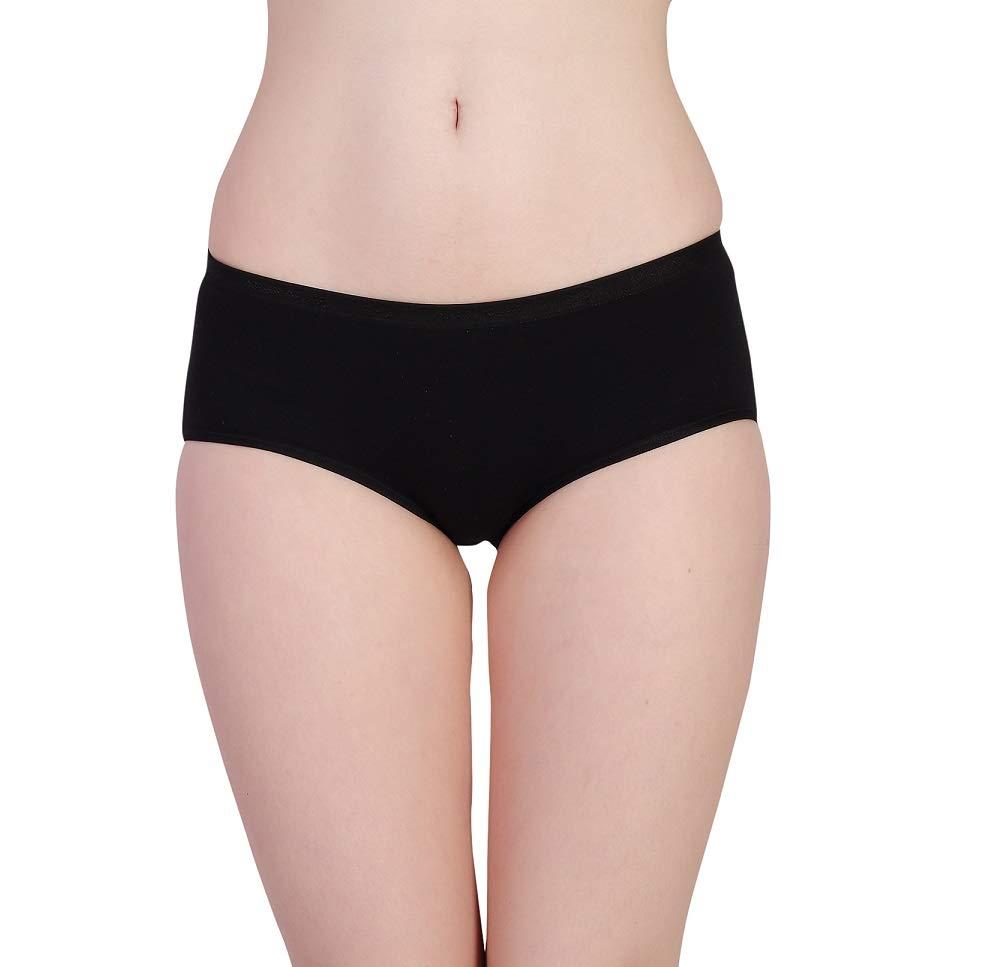 PLUMBURY PLUMBURY Women\'s Cotton Spandex Sanitary Period Panties Postpartum Underwear, Black,Size XL