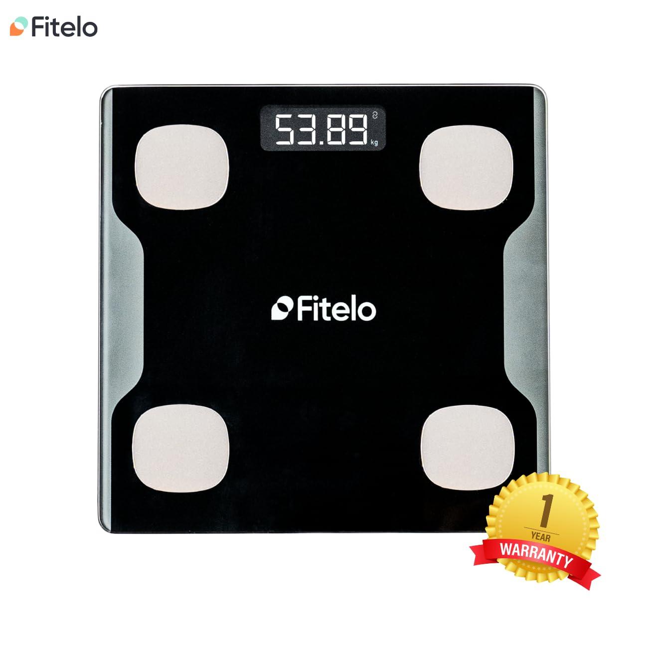 Fitelo Fitelo Bluetooth Smart Scale, BMI Weight Machine for Body Weight with 18 Body Parameters, Body Fat Analyzer Machine & Body Composition Scale with APP, LED Display & 1 Year Warranty (WS7-01)