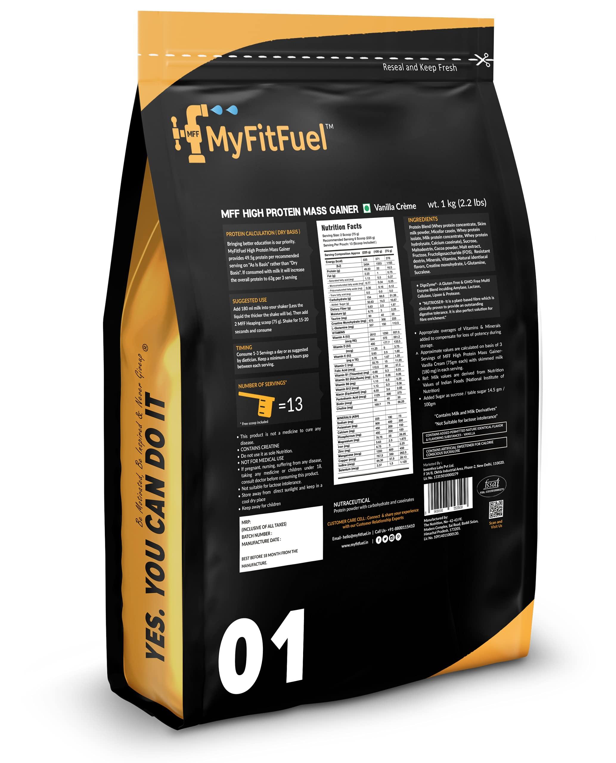 MyFitFuel MyFitFuel MFF High Protein Mass Gainer 1 kg (2.2 lbs) Vanilla Crème