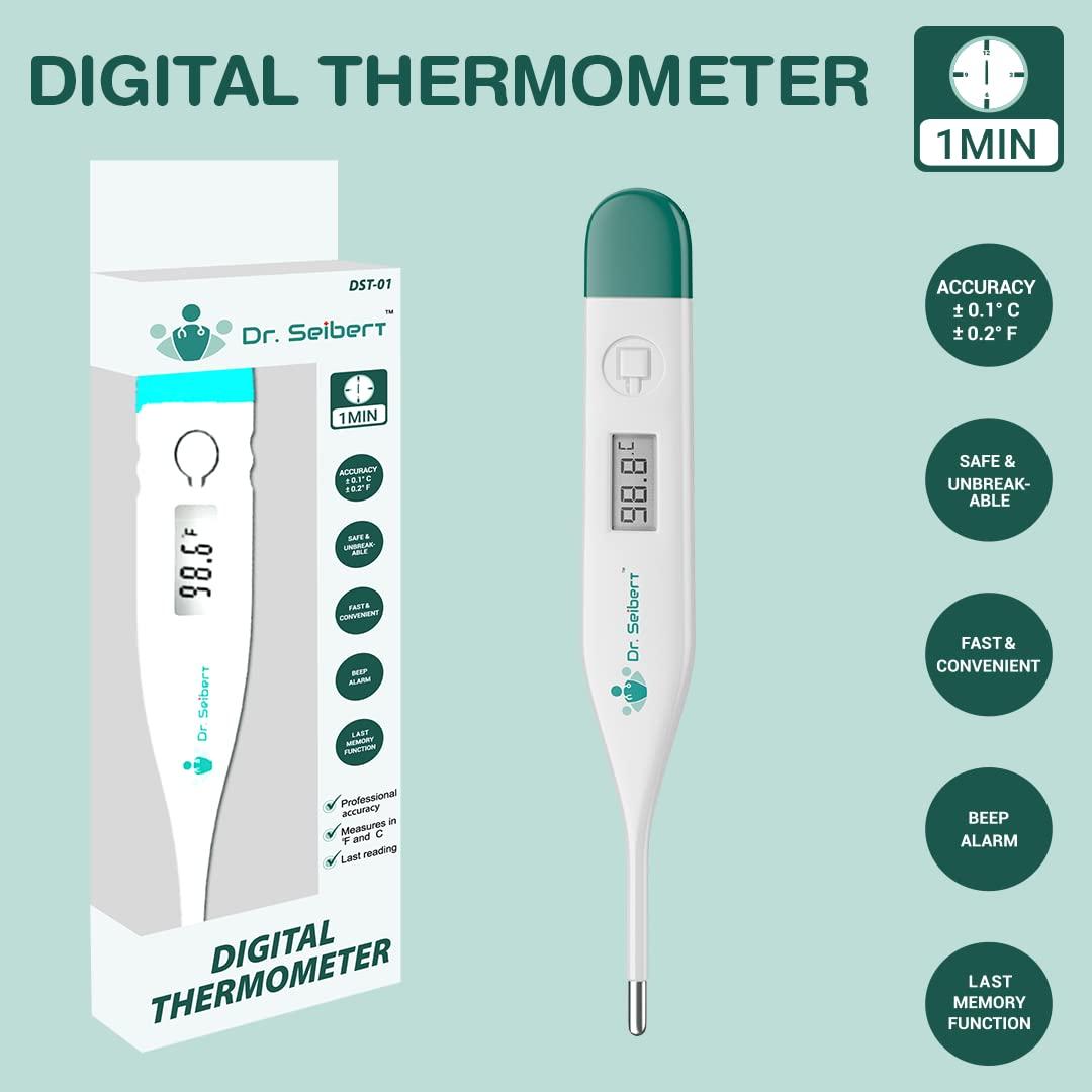 Dr. Seibert Dr. Seibert Digital Thermometer DST-01 FDA Registered Professional Accuracy Beep Alarm with 12 Month Warrenty