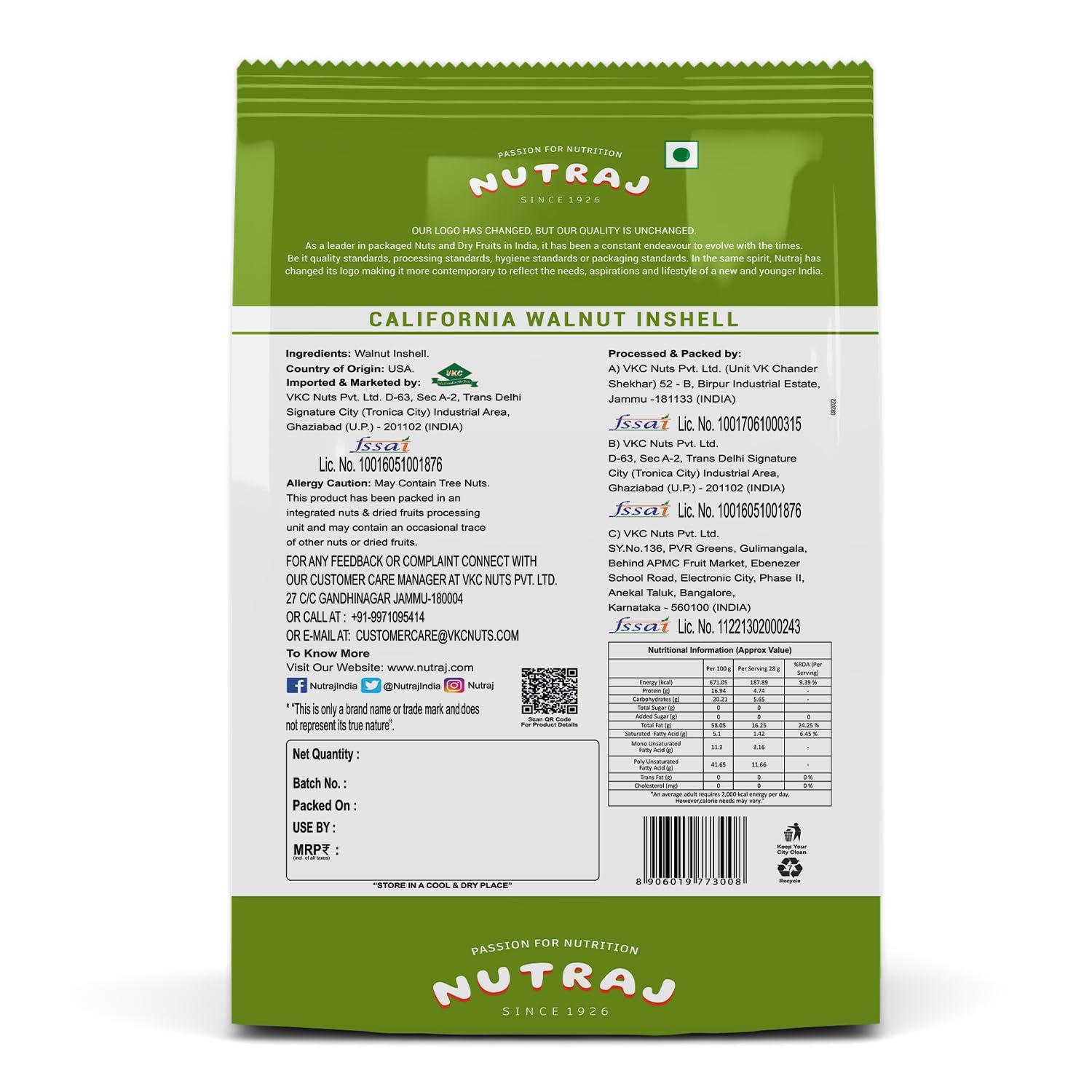 Nutraj Nutraj California Inshell Walnuts 1kg (500g X 2) | Latest Crop Inshell Walnut | Raw Akhrot | Delicious & Crunchy Walnut