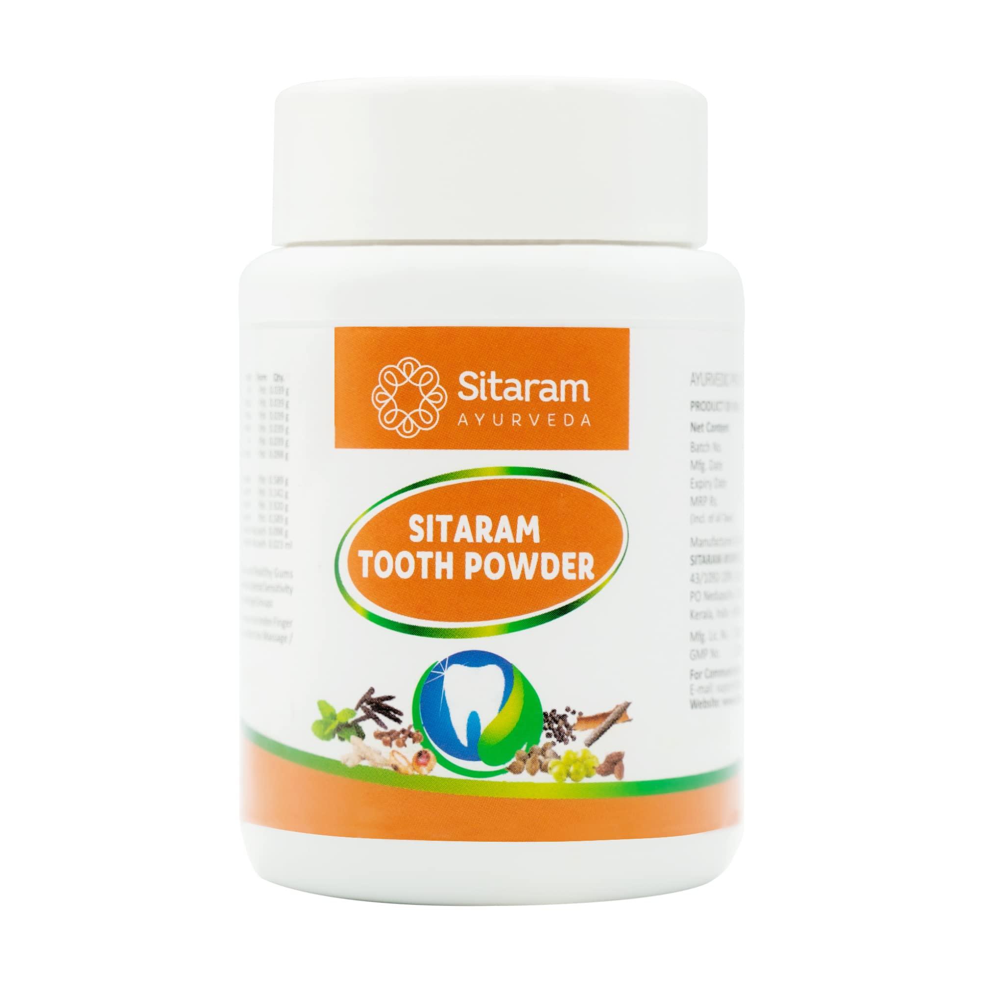 SITARAM Sitaram Ayurveda Ayurvedic Tooth Powder 50gms | Ayurvedic Teeth Whitening Powder | Freshens Breath, Removes Stains, Herbal Tooth Powder For Oral Health