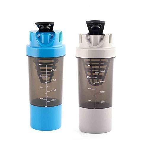 HAANS HAANS Cyclone Protein Gym Shaker Bottle 500 ml, Pack of 2 (Grey & Blue)