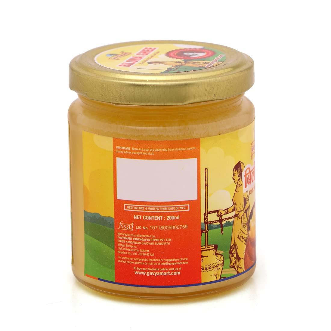 Gavyamart Gavyamart Bilona ghee 100% Fresh Pure Desi Kankrej Organic Non GMO Cow Ghee-Made Using Traditional Bilona Method - Glass jar pack (200 ML)