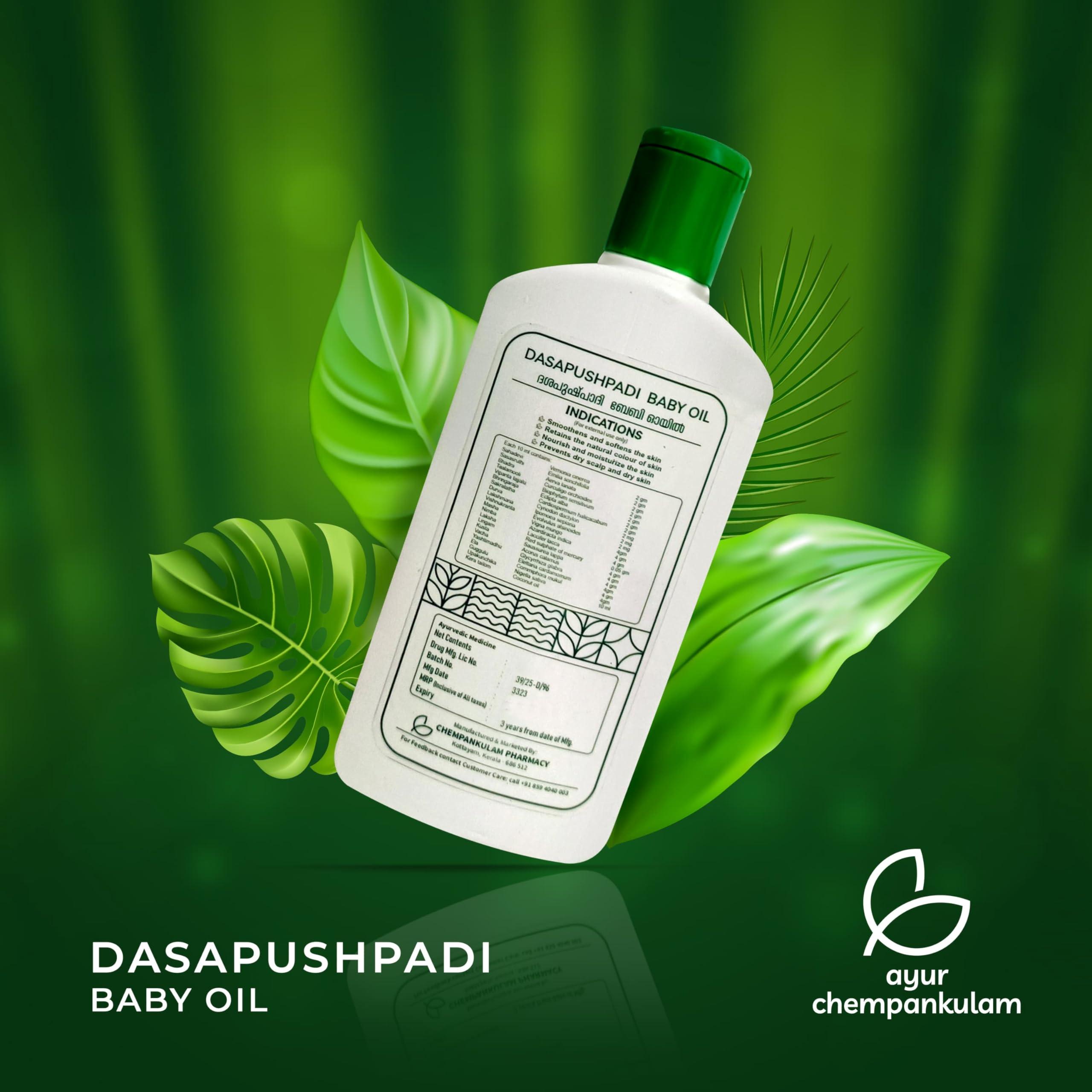 NavaFresh Basics Dasapushpadi Baby Oil 200ml | Ayurvedic Baby Massage Oil for all Skin Types | Gentle and Non Sticky Ayurvedic Oil | Ayurvedic Coconut Oil for Nourishing Skin and Hair | Chempankulam Pharmacy