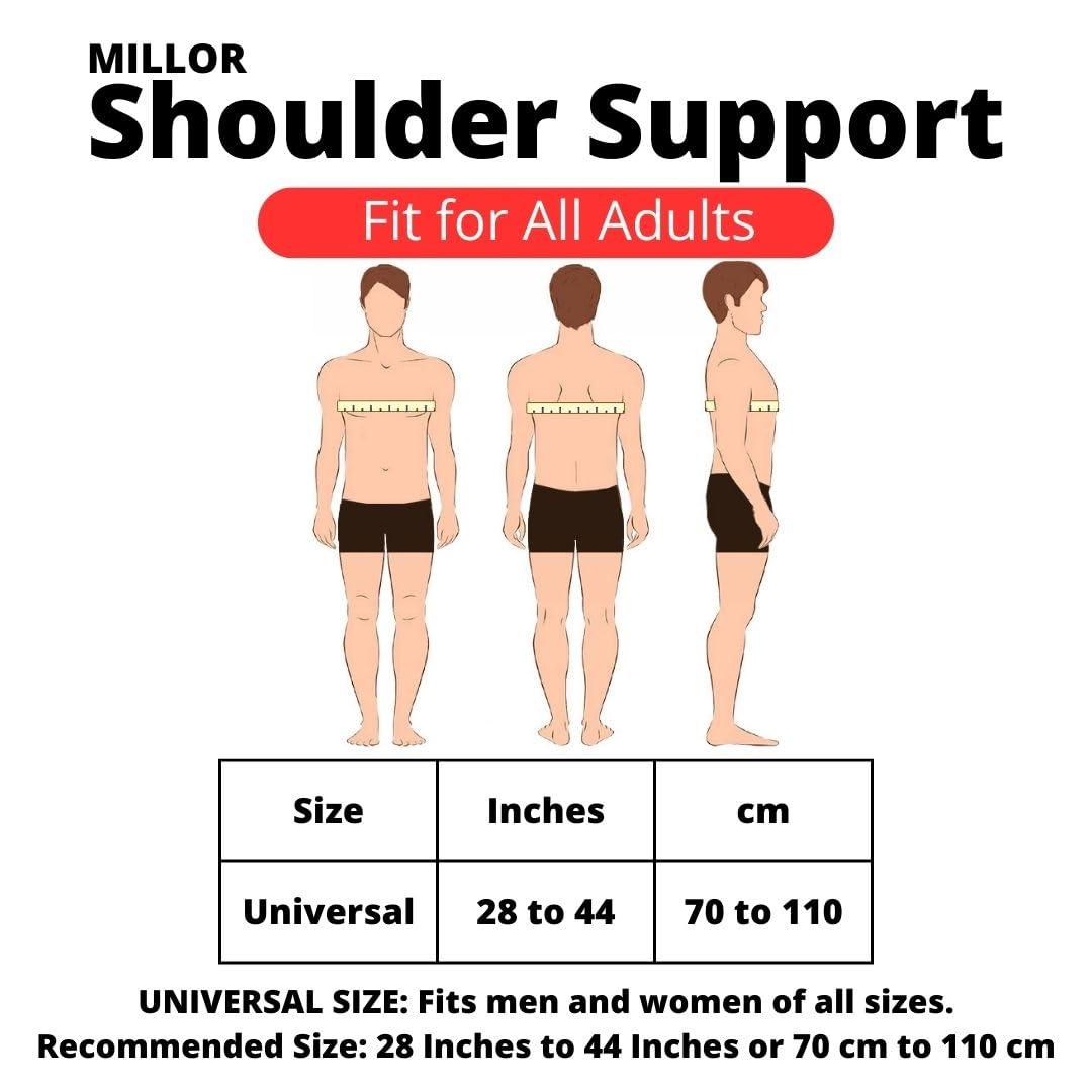 MILLOR MILLOR Shoulder Sling Support Wrap Left/Right, Dislocated Joint, Shoulder Pain Relief for Men and Women, Shoulder Brace Immobilizer Belt, Black, Universal