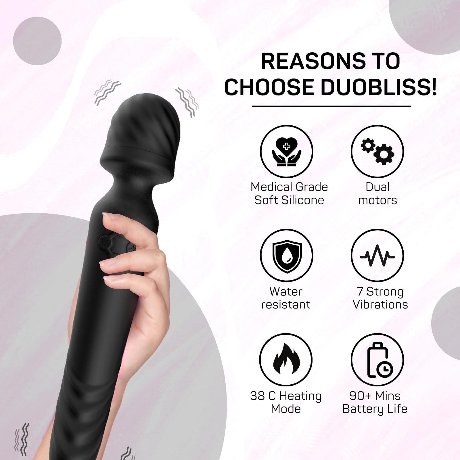 Brago Brago Body Massager Handheld Dual Head Massager for Pain Relief Relaxation, Rechargeable (DuoBliss - Black)
