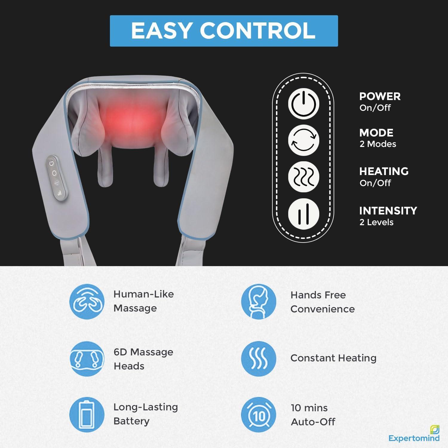 ASTIKAYA ASTIKAYA Neck and Shoulder Massager with Heat, Neck Massager, Shiatsu Neck and Back Massager with Heat Electric Shoulder Massagers, Deep 6D Kneading Massager Machine