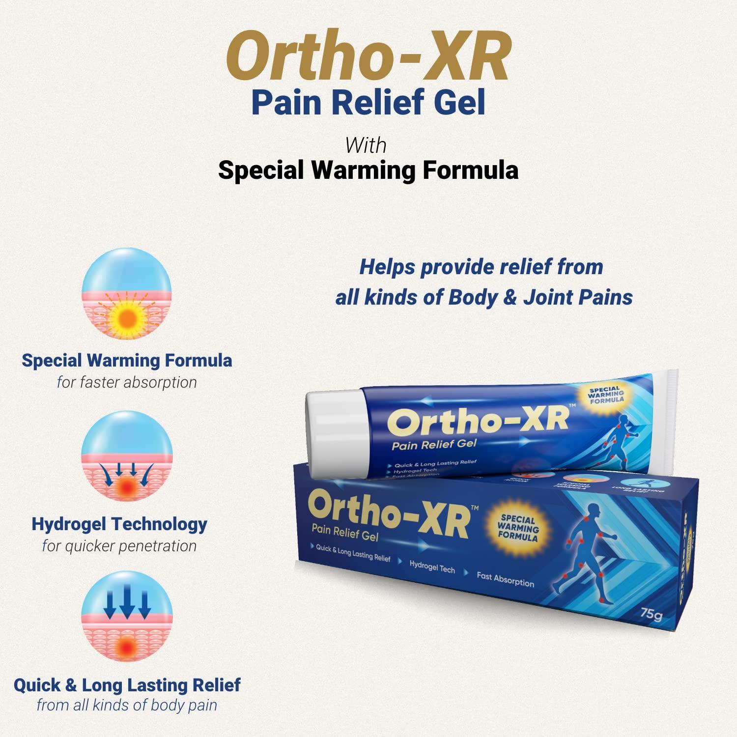 ORTHO-XR Ortho-XR Pain Relief Gel Ointment 75gms (Pack of 3) with Special Warming Formula For Quick & Long Relief, Product For Legs, Body, Back, Joint, Shoulder, Arthritis, Knee & Ankle Pain For Men & Women