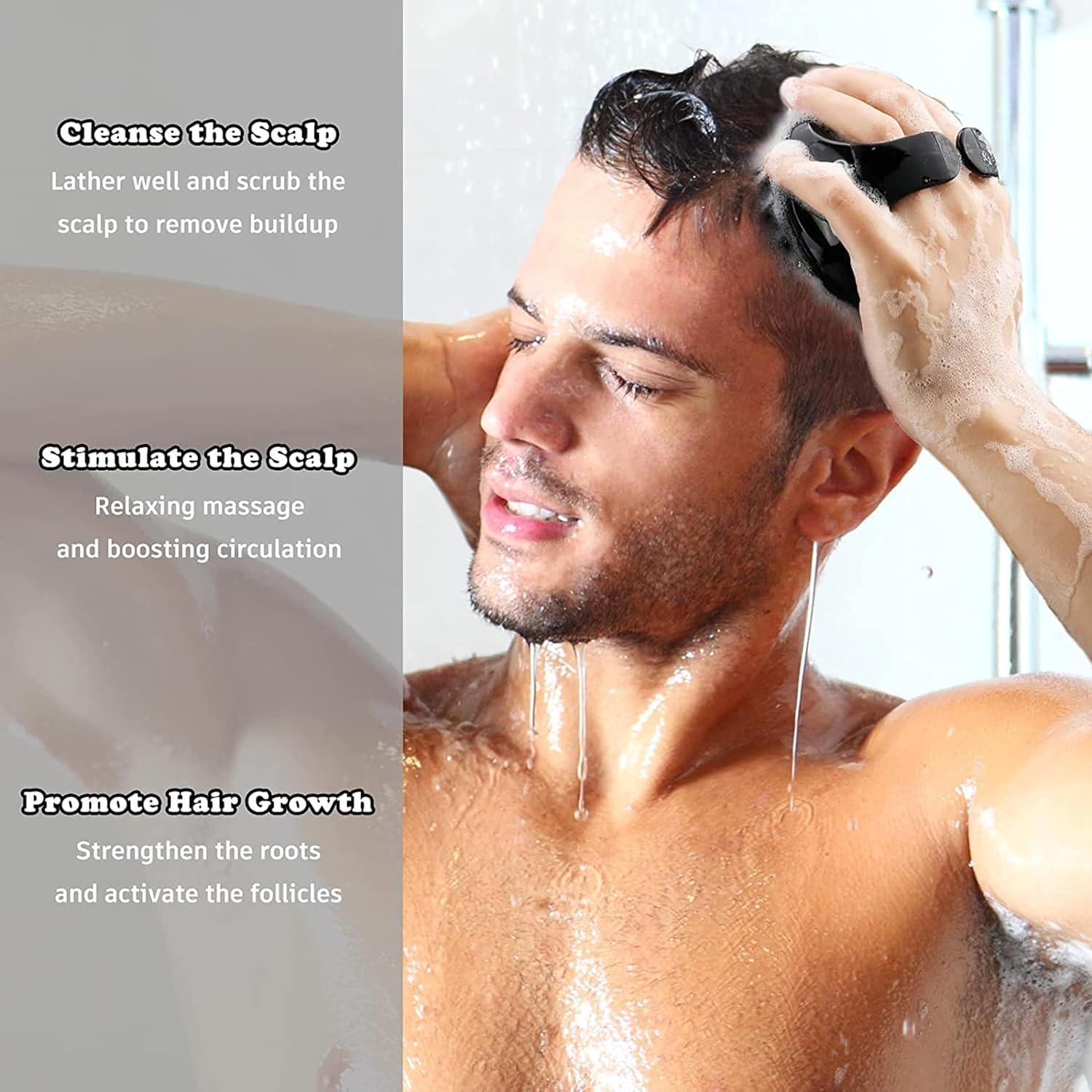 LAYZOO LAYZOO Hair Scalp Manual Massager Shampoo Brush with Soft Silicone Bristles for Anti Dandruff, Exfoliaxting, Scalp Care,Multicolour