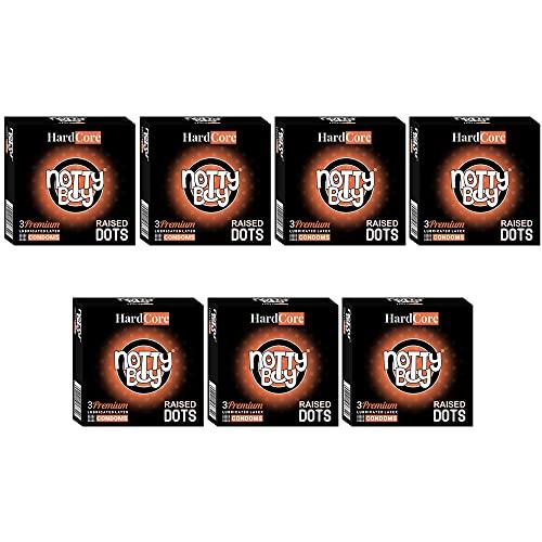 NOTTY BOY NOTTY BOY HardCore Dotted Condom, Big Raised Dots For More Pleasure - 21 Units (Pack of 7)