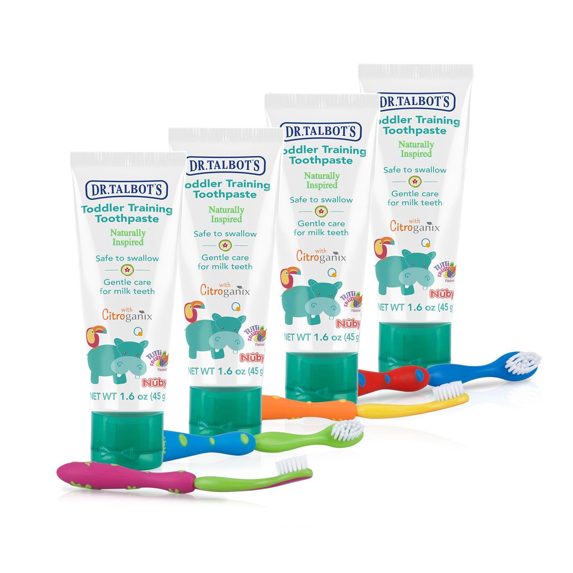 Dr. Talbot\'s Nuby All Natural Toddler Toothpaste with Citroganix with Toothbrush (Blue/Green)