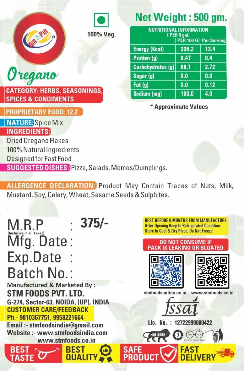 Am 2 Pm Am 2 Pm - Oregano 500Gm, Pizza Seasoning Tasty Powder & Healthy, Oregano Pizza Pasta Seasoning, Spice Blend For Pizza Pasta