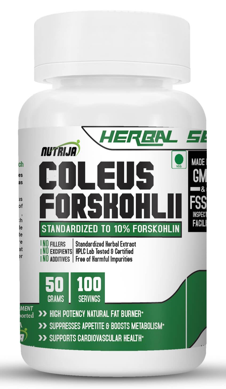 NutriJa NutriJa Coleus Forskohlii Extract 500mg (100% pure Coleus Forskohlii Root Extract, standardized to 10% Forskohlin) - 50 Grams
