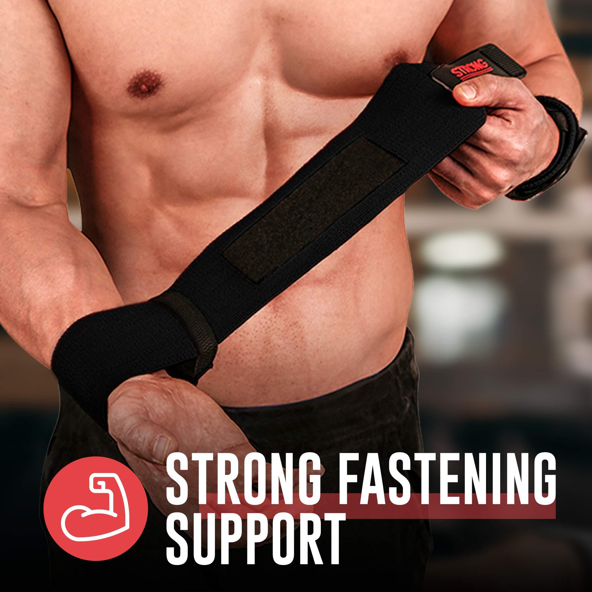 OHMY FIT STRONG Wrist Wraps - Weightlifting Wrist Protection, Ideal for Gym Training, CrossFit - Enhanced Grip, Weight Gloves for Men\'s Workout & Women\'s Fitness, Strong Wrist Compression for Rep Max - Black